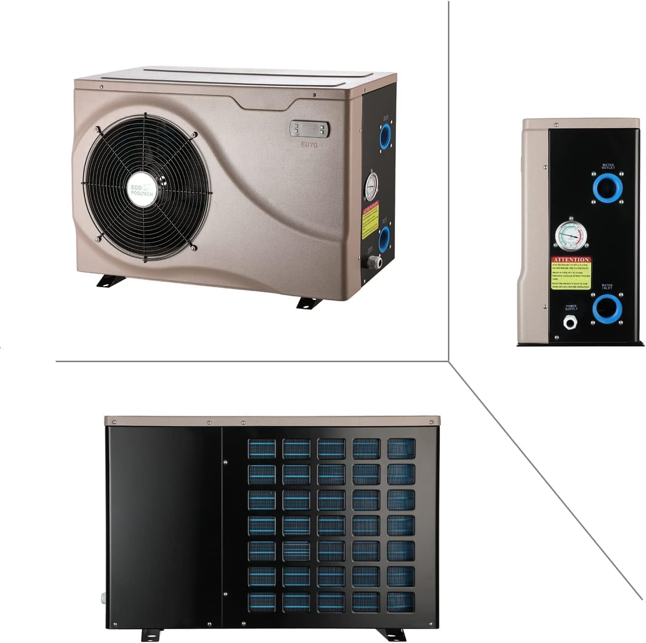 20000BTU Electric Swimming Pool Heat Pump, Plug-in Pool Heater for Above Ground and Inground Pools, Smart Control No Timer Need, Heating and Cooling Pool Warmer, 120V