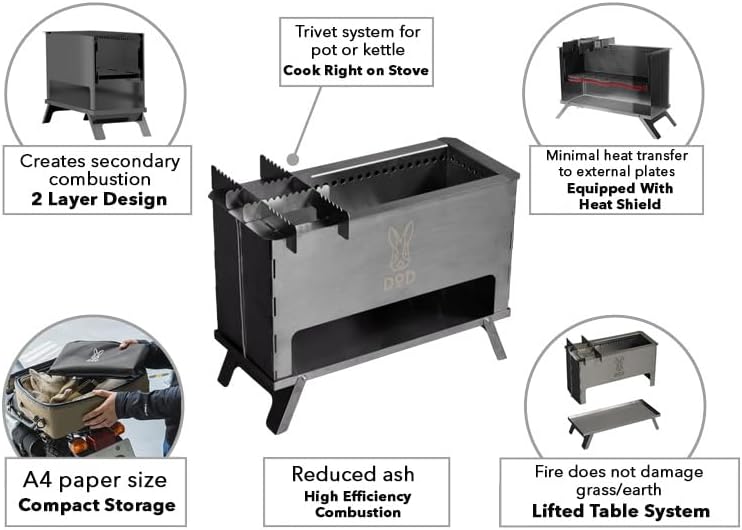 DOD Pera Moe Portable Fire Pit - Wood Burning for Camping, Backyard, Patio, Picnic