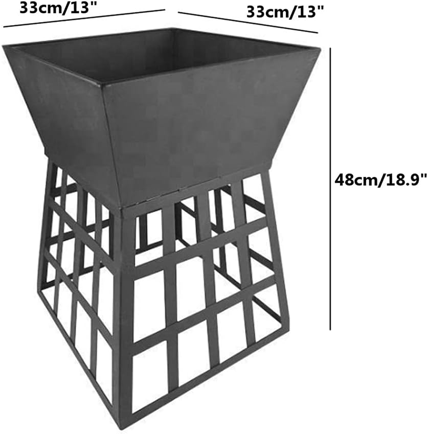 Outdoor Brazier Outdoor Garden Metal Charcoal Fire Pit Camping Fishing BBQ Burner Bowl Multifunction Stove Barbecue Grill Stand (Color : Black Size : 33x33x48cm) (Black 33x33x48cm)