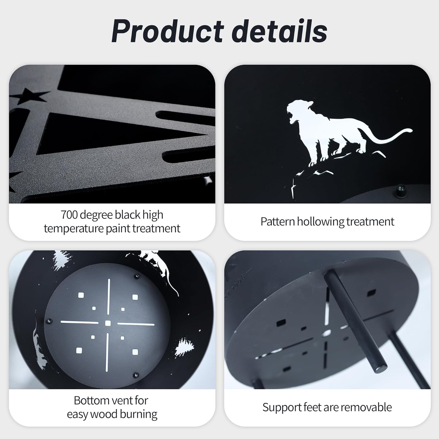 Portable Metal Fire Pit, Small Cylindrical Wood Burning Grill Fire Pits for Outside, Poker and Round Waterproof Cover, BBQ& Outdoor Fire Pit for Patio, Picnic, Party (Large)