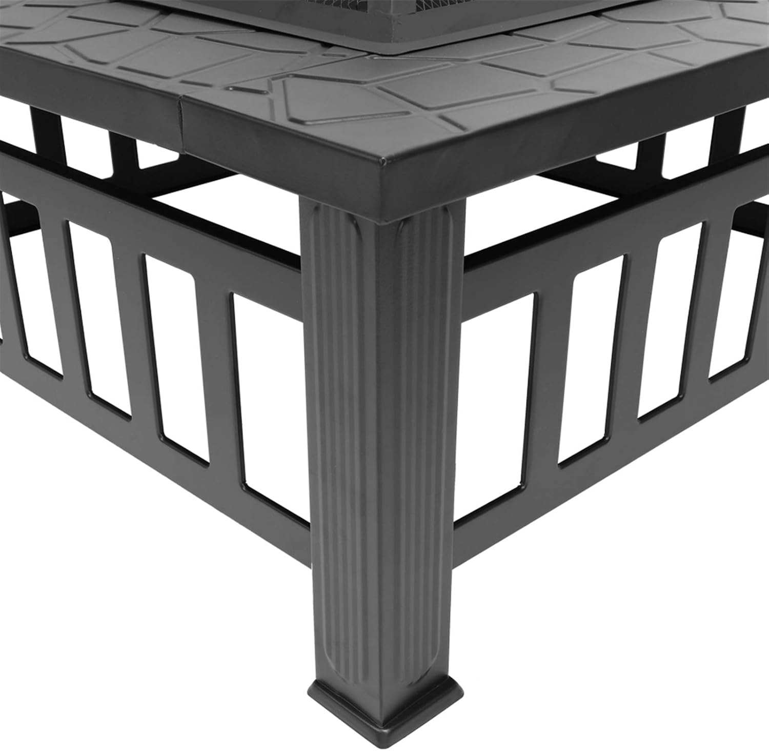 (32 x 32 x 14) Inch Fire Pit Wood Burning Square Table, Yard Outdoor Bonfire Fire Tables Steel Fire Pit Bowl with Spark Screen Cover, for Patio Bonfire Camping Backyard