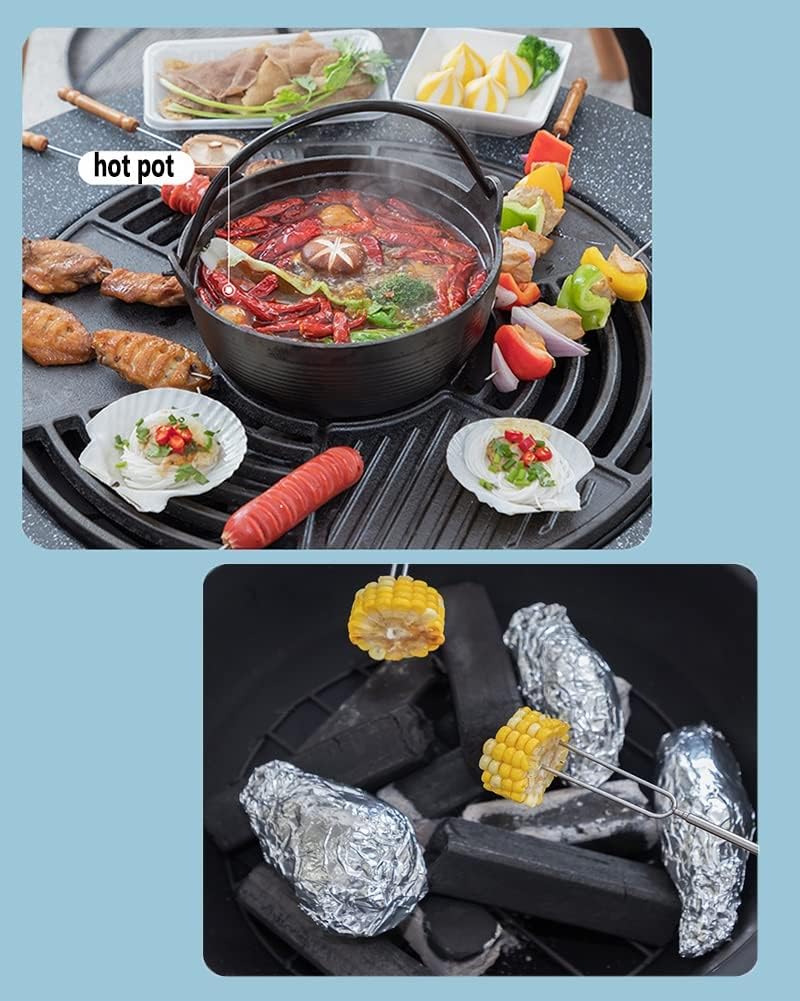 Outdoor Fire Pit Outdoor Wood Burning Fire Pit, Multifunctional Black Imitation Stone Outdoor Heater, Garden Terrace Fire Bowl, 70cm/27.6