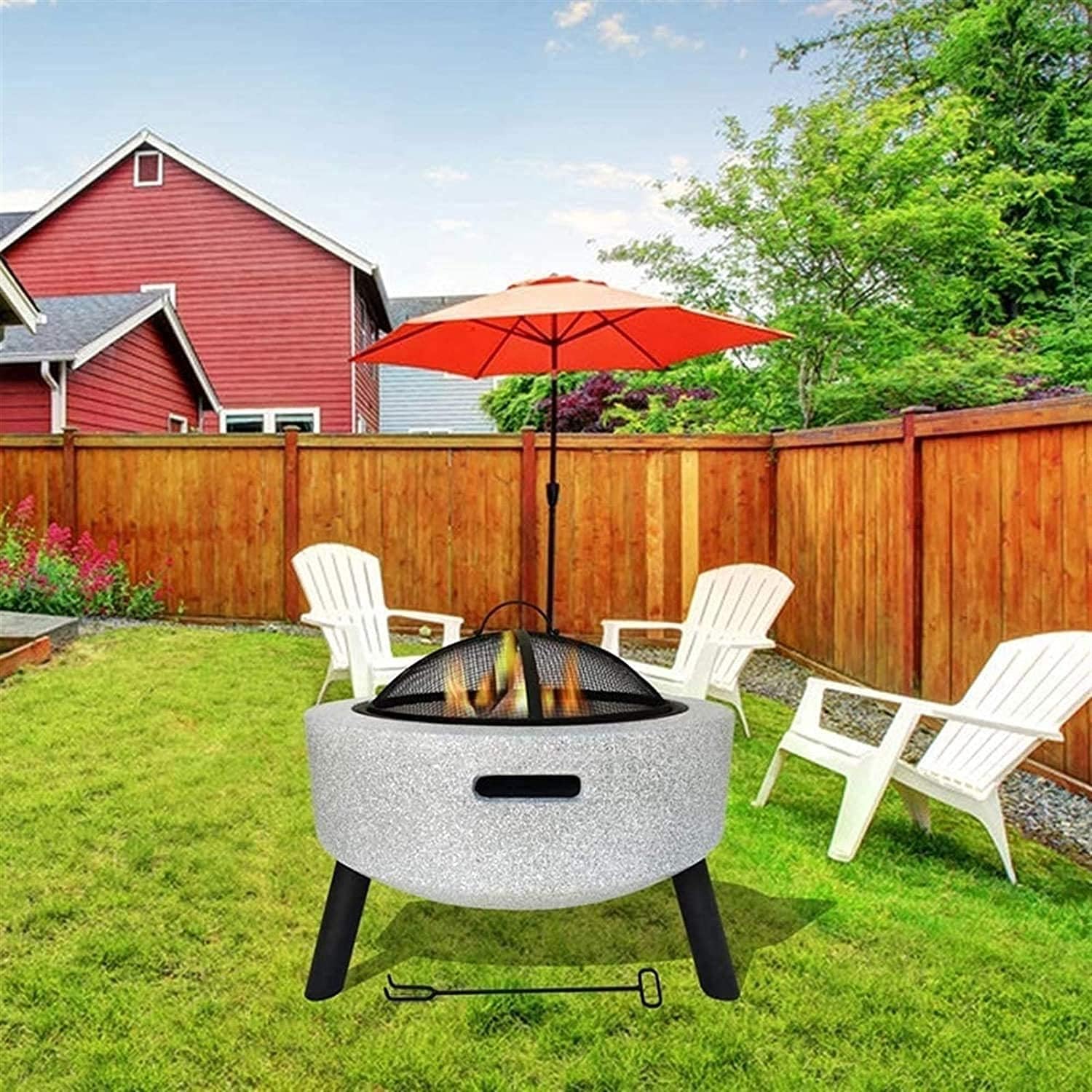 Fire Pits,BBQ Grill,Outdoor Camping Picnic Bonfire Patiord Garden Beaches Park,Marble Finish,Family Essential Multifunctional Stove