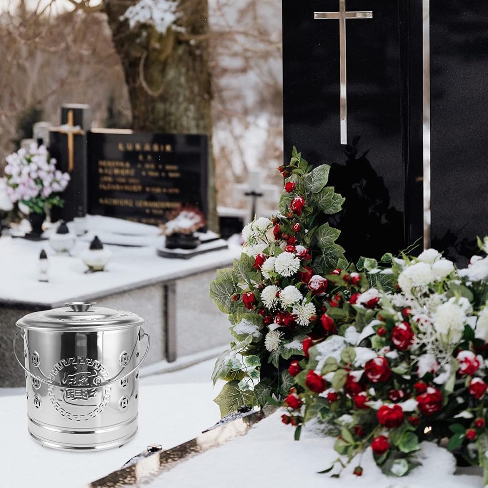 Metal Burn Barrels for Outside, Yard Waste Incinerator + Lid and Handle, Portable Backyard Outdoor Bonfire Fire Pit for Paper Leaf Trash Wood