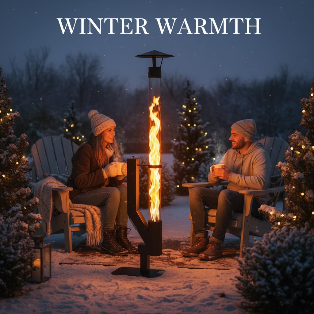 yoyomax Wood Pellet Patio Heater, Outdoor Pellet Heater, Portable Wood Pellet Fire Pit with Ash Tray Patio Rocket Stove for Backyard Camping Garden Balcony, PH03