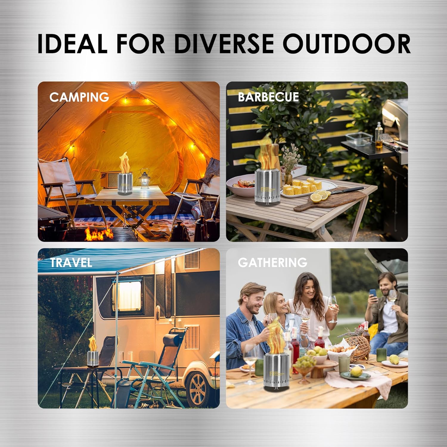 Red Mountain Valley 37in Large Fire Pits & Outdoor Fireplaces with Smokeless Silver Tabletop Fire Pit for Patio, Backyard