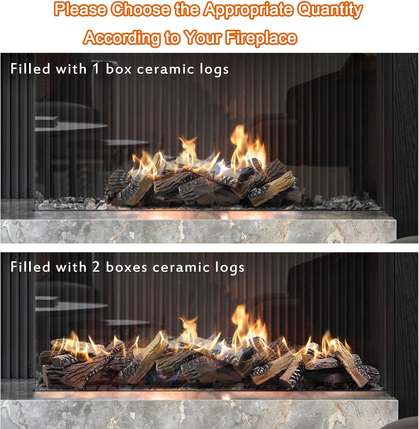 Skypatio 10-Piece Gas Fireplace Logs Set, Heat Resistant Realistic Ceramic Wood Logs for Indoor or Outdoor Fireplace, Fire Pit Decor, Lightweight & Portable