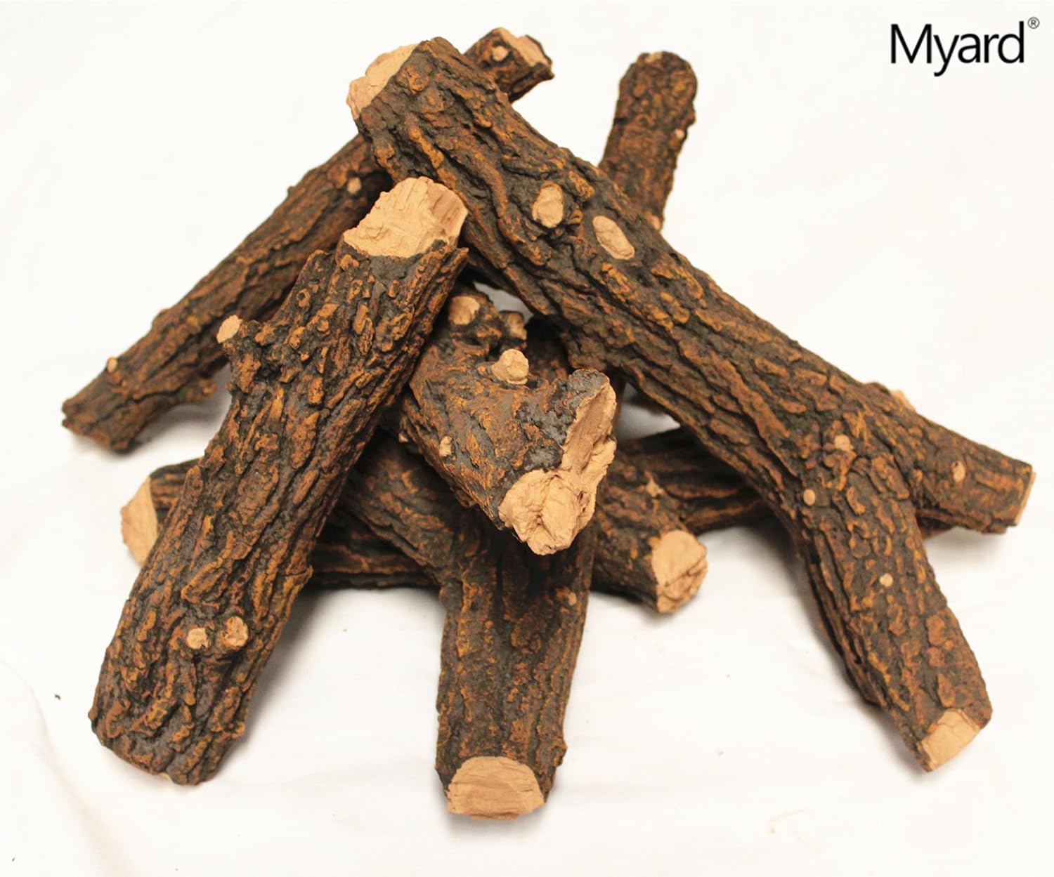 KIVA 7 Myard Country Oak Fire Gas Log Sticks (Logs+Hearth Kit+Propane Valve) for Propane Fireplace or Fire Pit