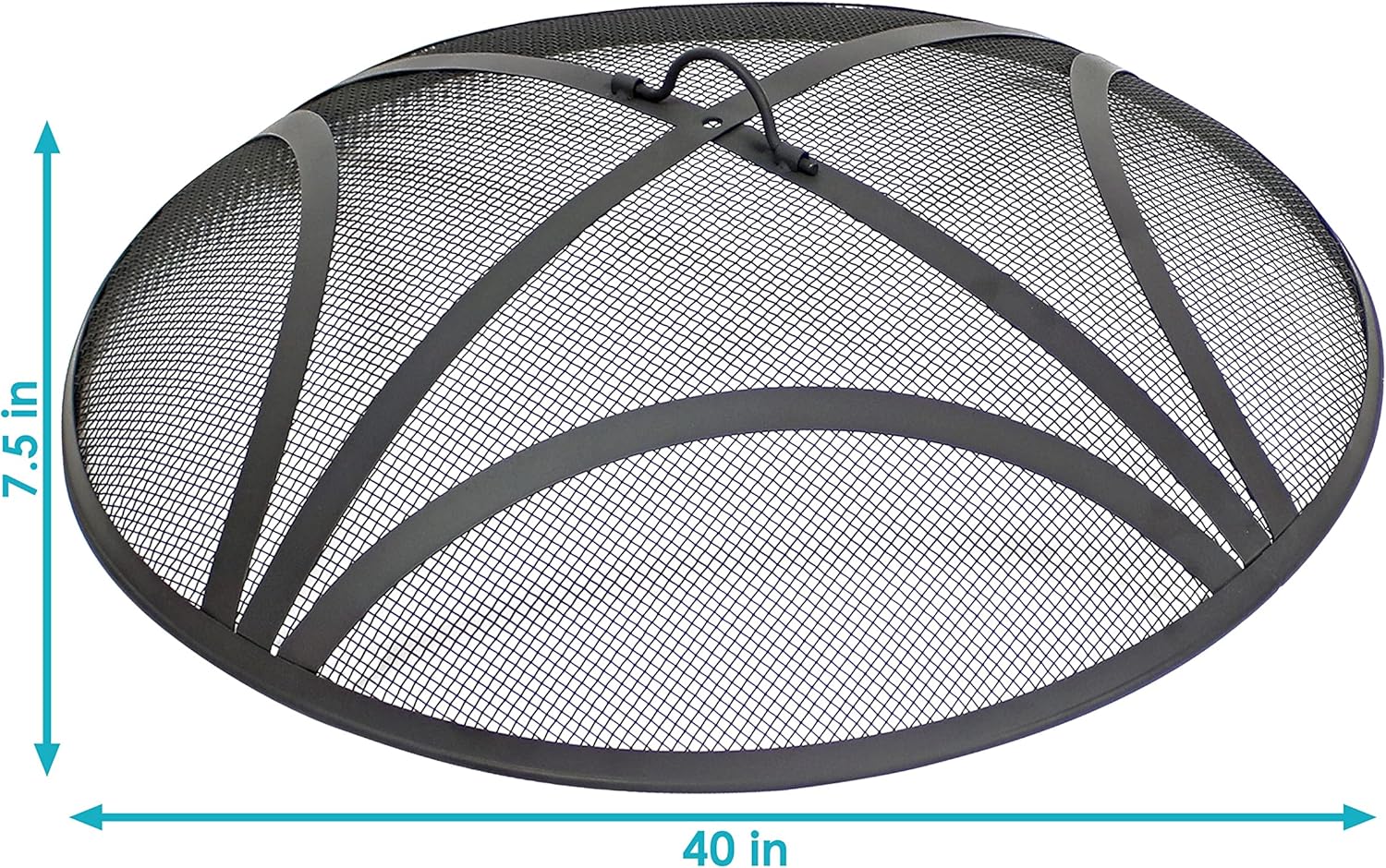 Sunnydaze Black Reinforced Steel Mesh Fire Pit Spark Screen with Ring Handle - 40-Inch Diameter
