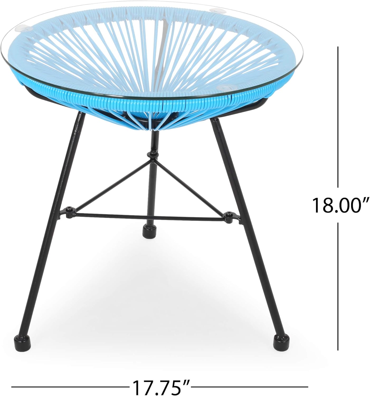 Great Deal Furniture GDFStudio Outdoor Modern 2 Seater Faux Rattan Chat Set, Blue and Black