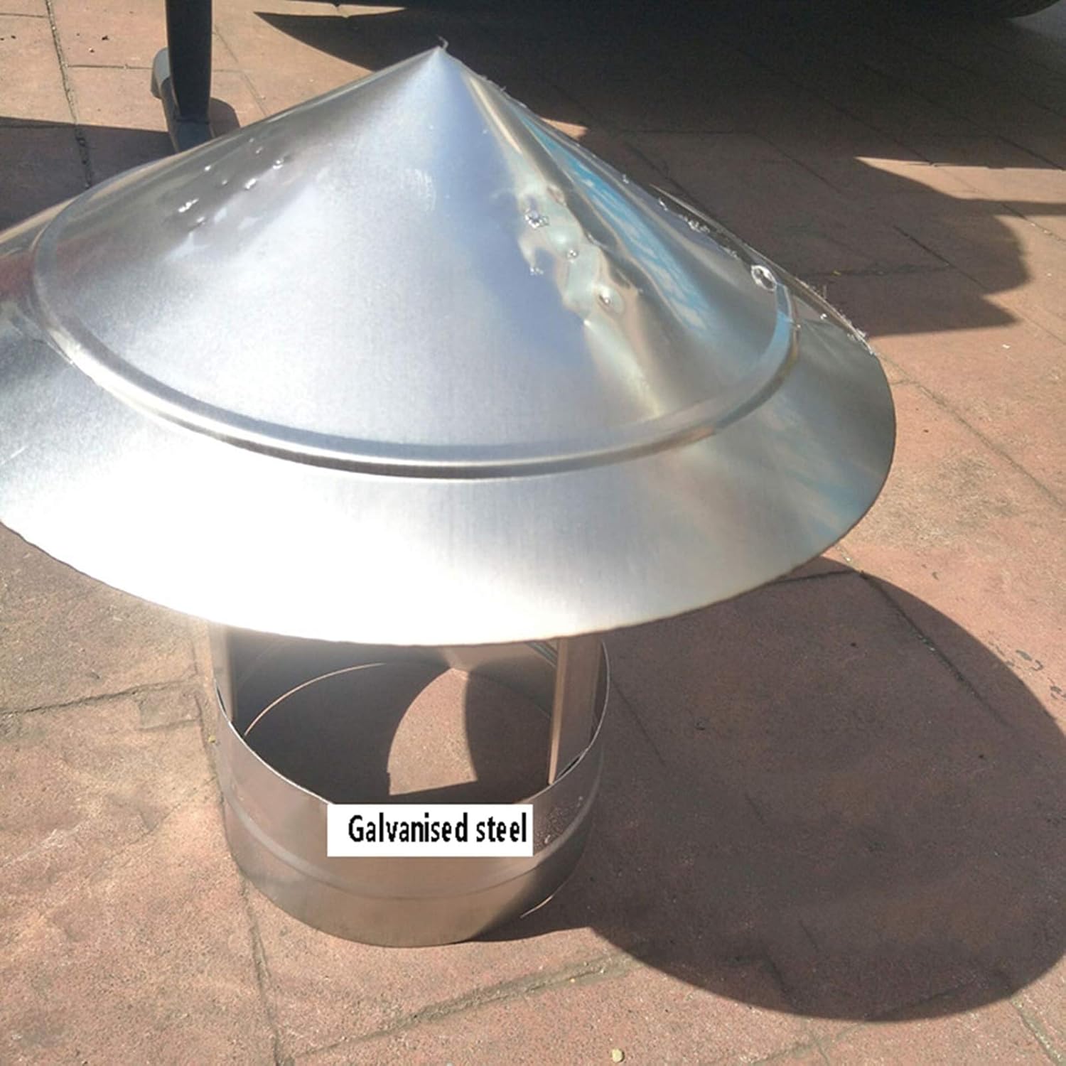 Roof Chimney Cap Galvanized Tin Plate Spiral Wind Pipe Line Cap Chimney Umbrella Shape Hat Water Cap Chimney Pipe Line Cap (400mm)