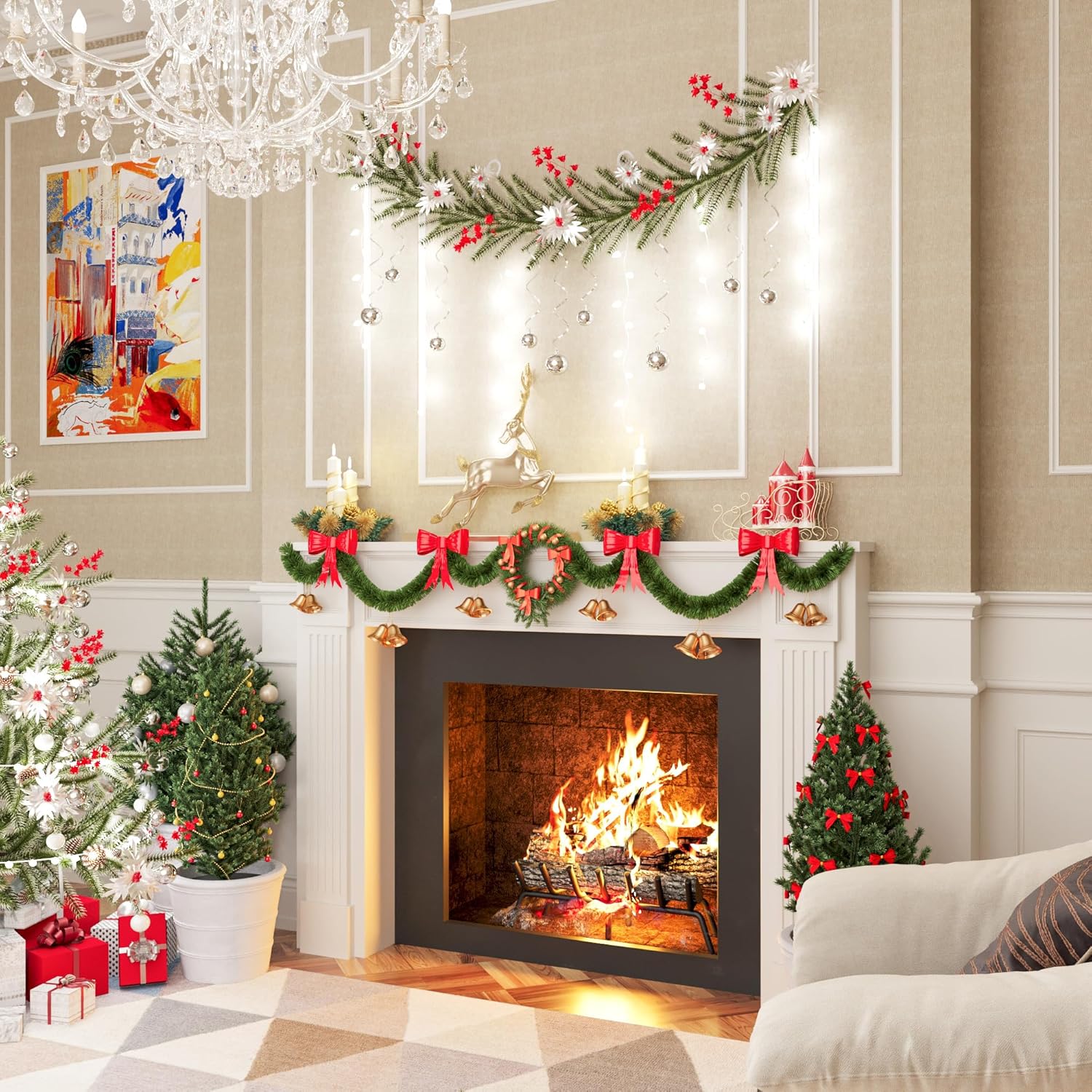 Fireplace Grate 27 Inch, Firewood Log Holder Rack, Heavy Duty Fire Wood Stove Grates for Indoor Outdoor Camping Chimney Hearth Burning Fireplace Accessories Tools