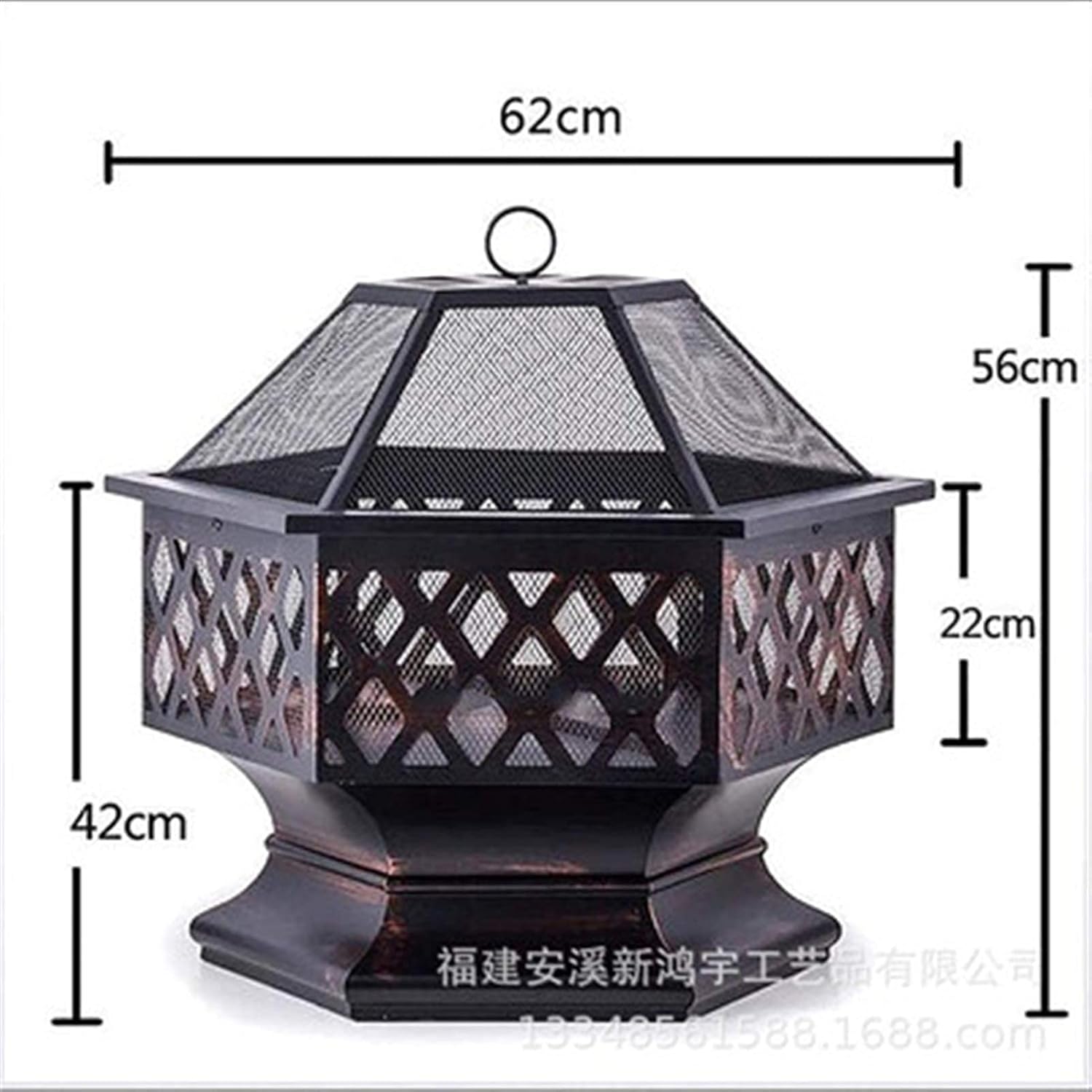 Metal Fire Pits in The Garden,Large Bonfires with Wood Burning,Terraces and Outdoor Fireplaces,There are Spark Screens and Round Fireplace Covers Outside The Fire Pits in The Backyard.