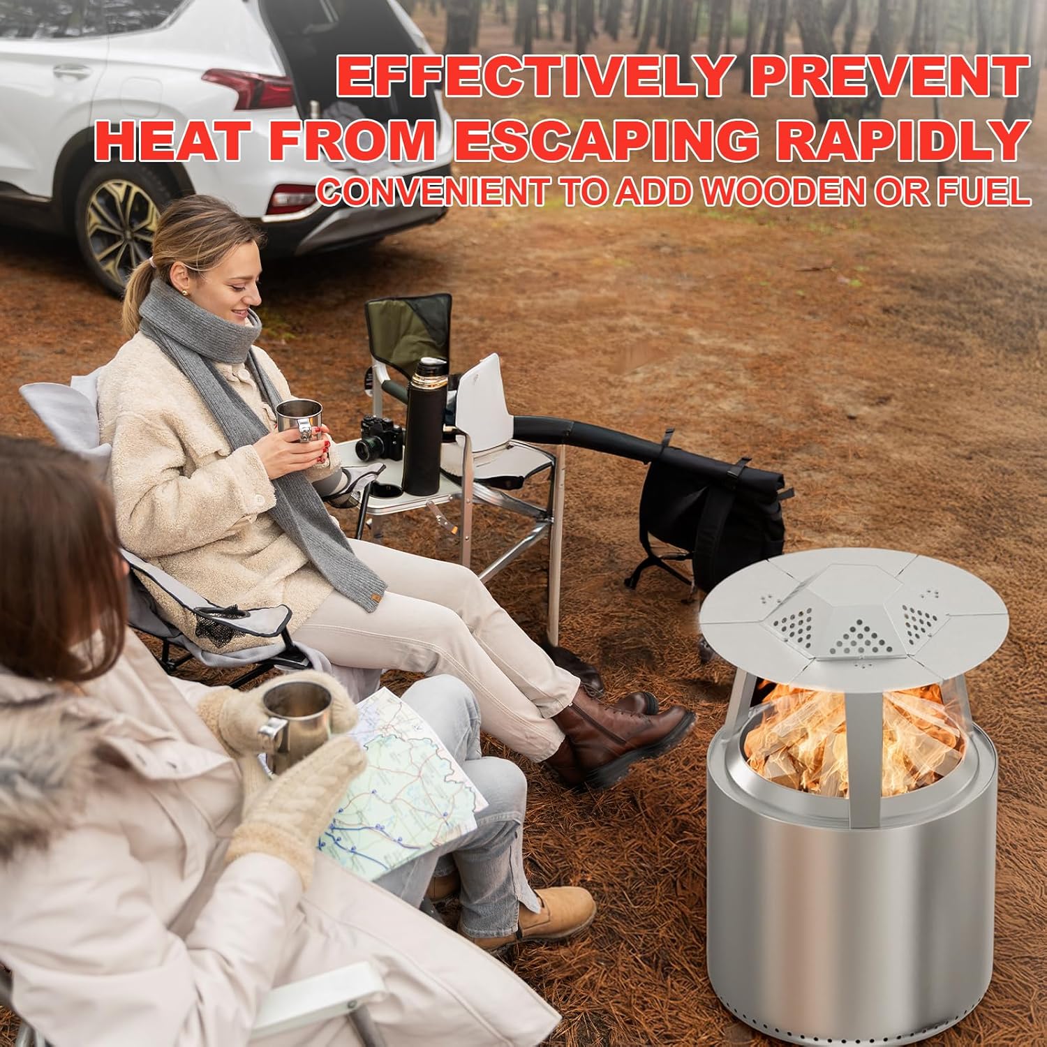 Fire Pit Surround Tabletop & Heat Deflector for Solo Stove Bonfire 19.5