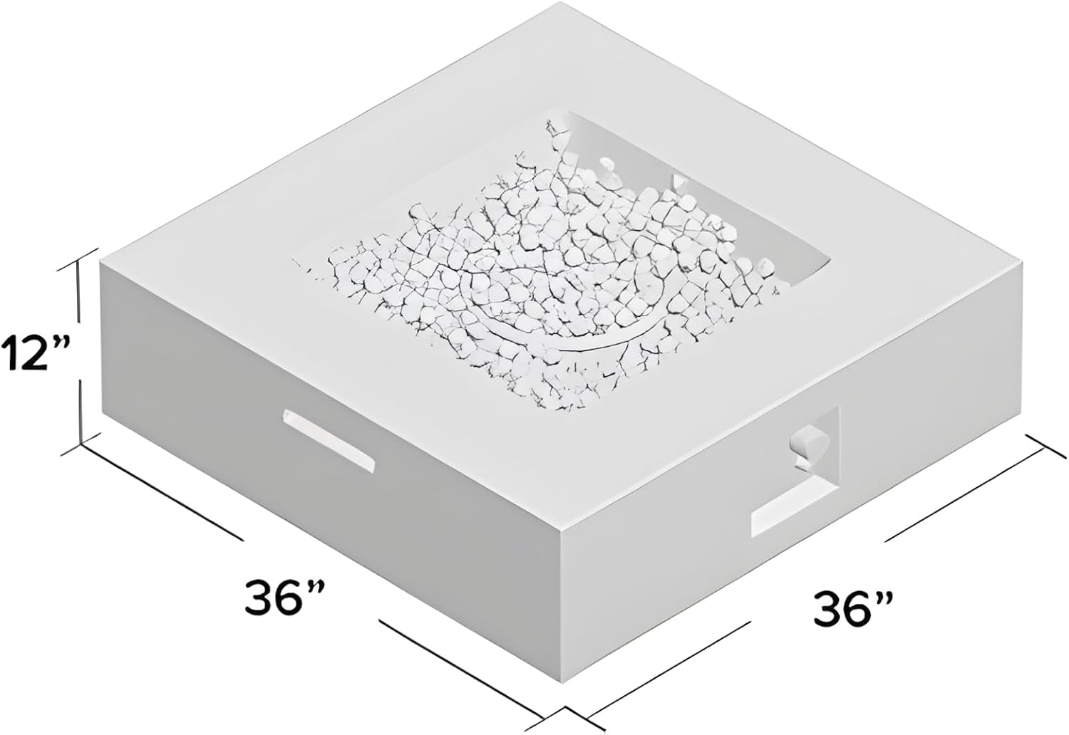 Penau 12 Inch Concrete Outdoor Fire Pit Table - Modern Design, Reinforced Construction, Handcrafted Finish, Propane and Natural Gas Compatible, 34 Inch x 34 Inch x 12 Inch