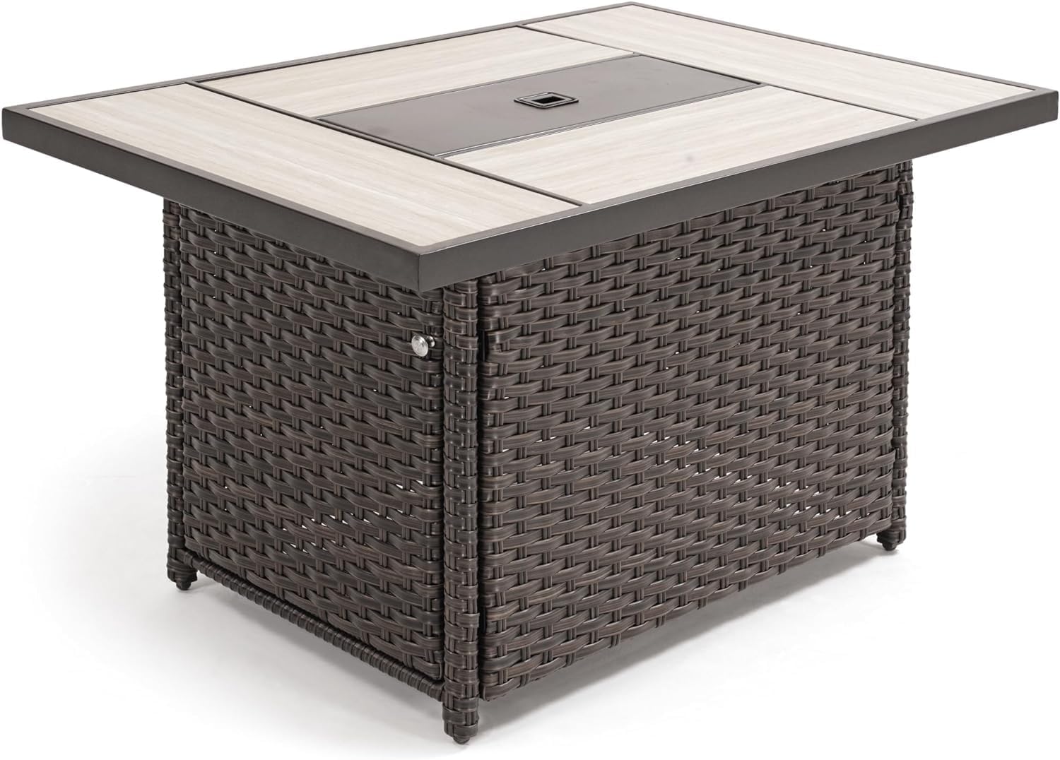 Fangflower Fire Pit Table 43 Inch, 50,000 BTU Outdoor Stainless Steel Propane Firepit with Lid/Lava Rock/Adjustable Flame for Patio, Garden, Backyard,Square, Black