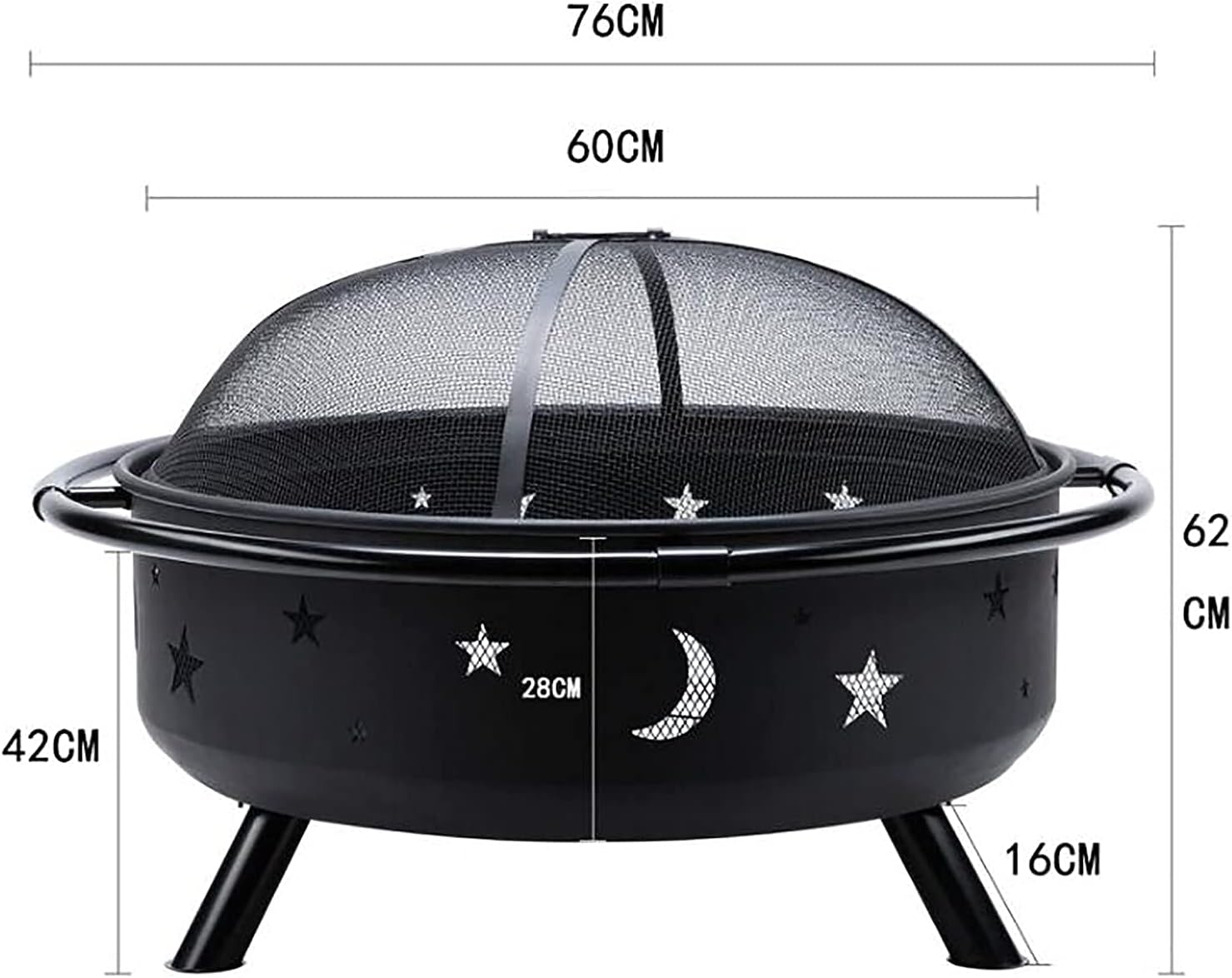 Backyard Patio Garden Stove Wood Burning BBQ Fire Pit with Spark Screen Cover,Poker,Fire Pit Cover,Grill for Campfire Bonfire,Square Lingge