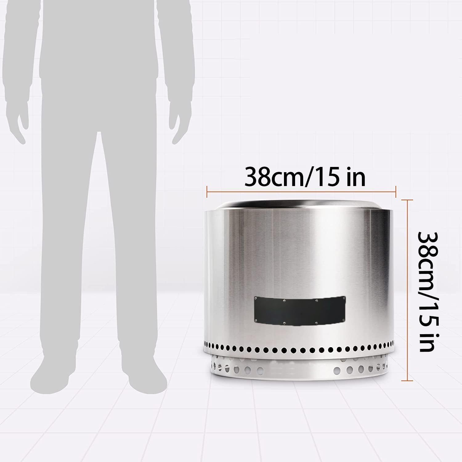 Portable Stainless Steel Fire Pit for Outdoor - Compact Wood Burning Fire Bowl with Air Vent Design, Lightweight Camping Fire Pit with Carry Bag for Patio, Backyard, Picnic (15×15 Inches)