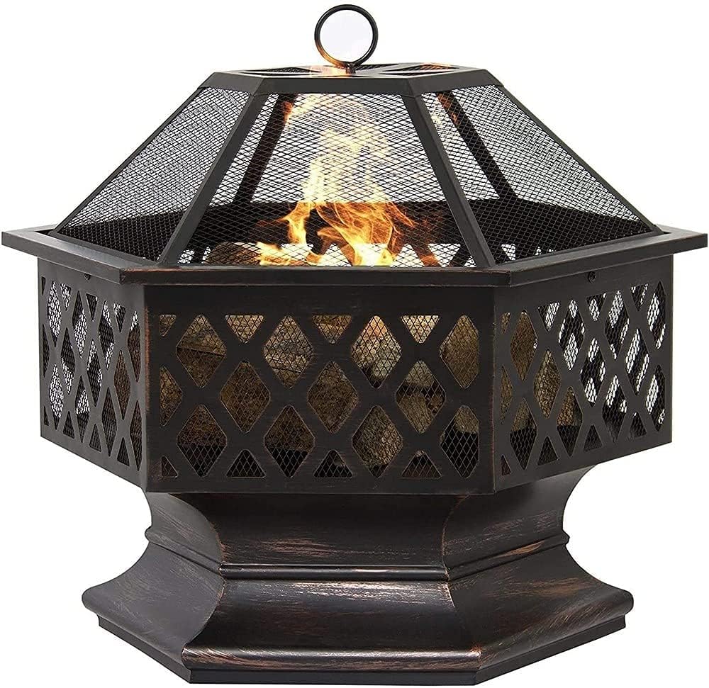 Large Retro Fire Pit,Black Cast Iron Brazier Heater,Multifunctional Camping Bowl BBQ,for Backyard,Camping,Picnic,Bonfire,Garden