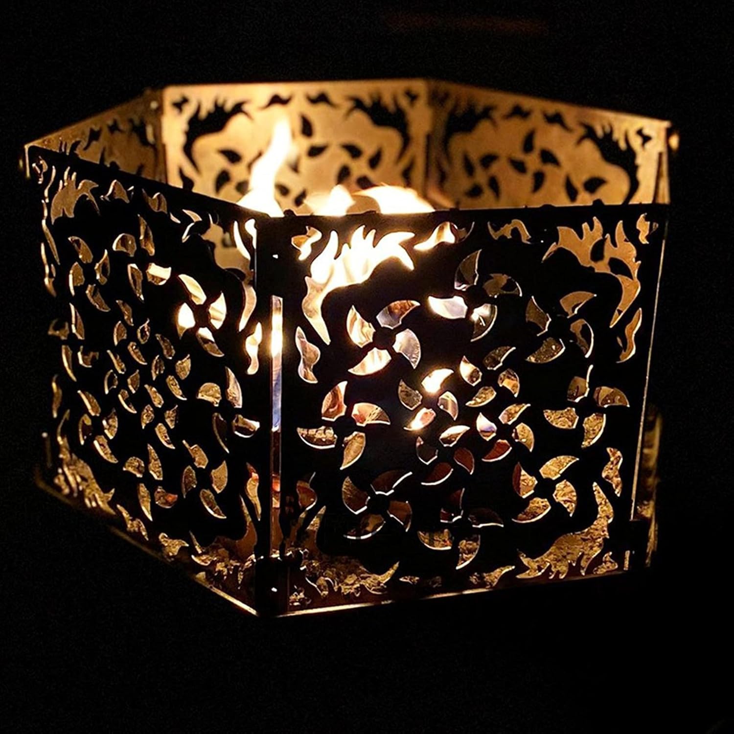 Portable Outdoor Fire Pits, Wood/Charcoal Burning Firepit Bowls, Bonfire Atmosphere Heating Lamp, Barbecue BBQ Grill Stove for Patio Backyard Garden Camping