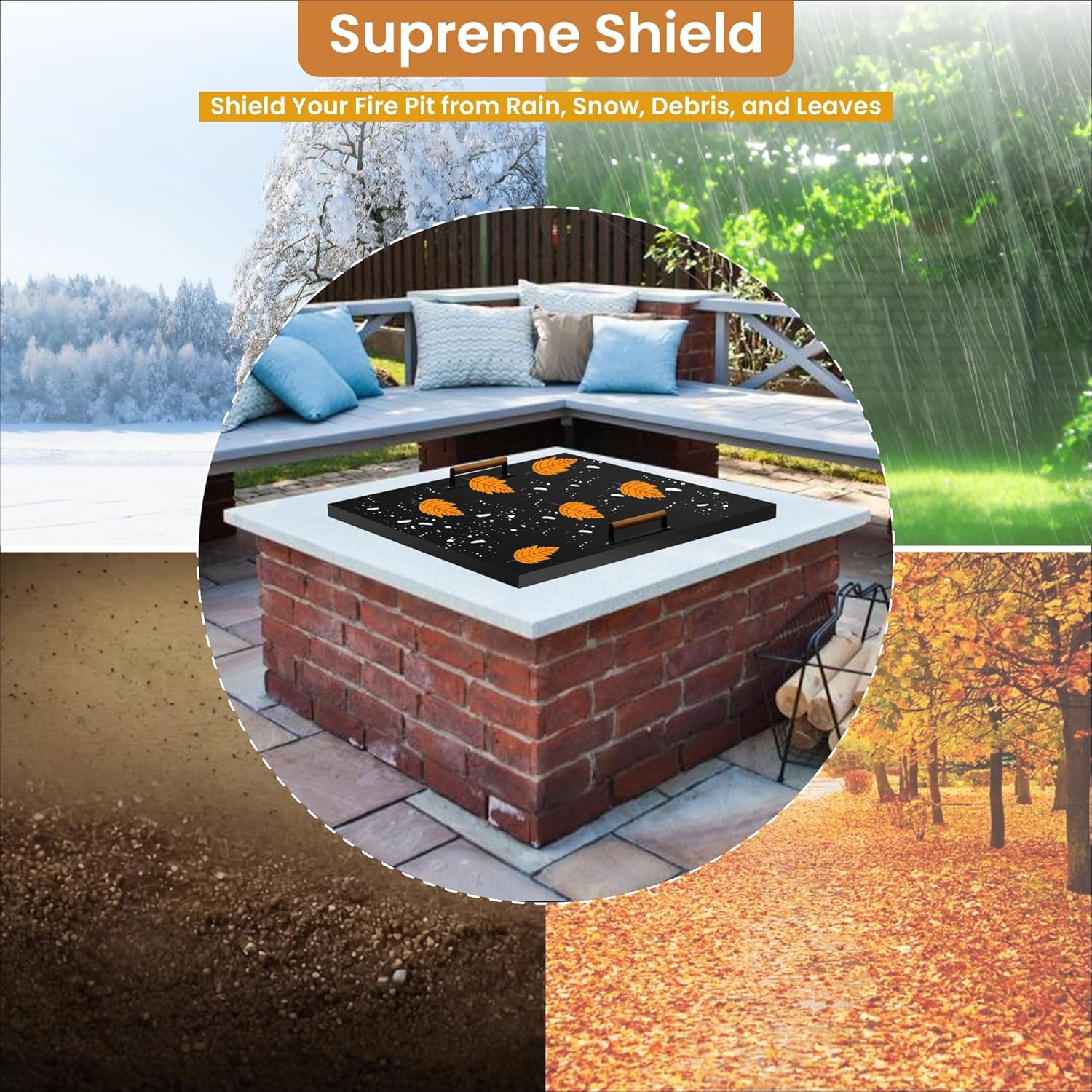 Febtech - 36 inch Square Fire Pit Lid Fit for 34