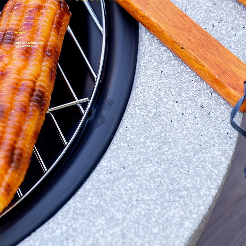 Fire Bowl Fire Pit, 60 cm with BBQ Grill Shelf with an Edging of Artificial Stone Best Gift