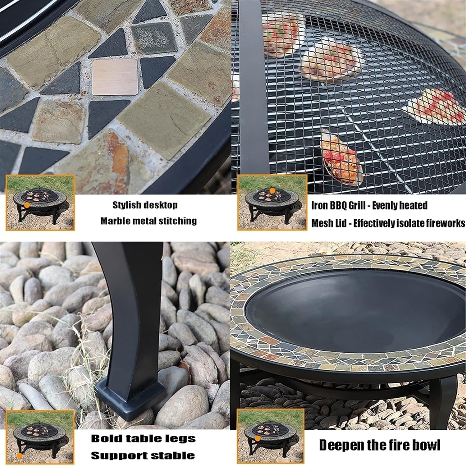 Fire Pits Outdoor Outdoor Fire Pit, Garden Party BBQ Cooking Fire Pit Barbecue Stove Stool Kit, New Home