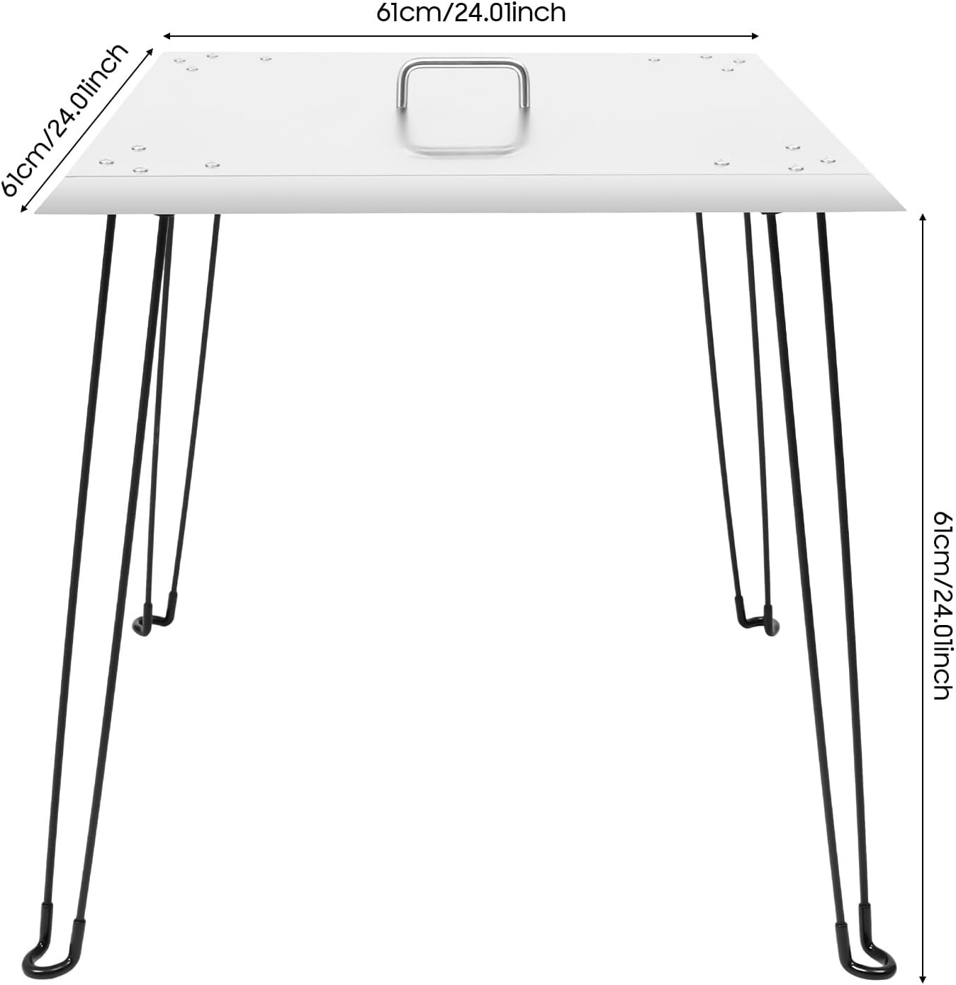 Fire Pit Heat Deflector, Stainless Steel Fire Pit Cover, Fire Pit Burner Cover to Push Heat Down and Out, Fire Pit Lid with Foldable Legs and Carrying Handle (24 x 24 x 13 Inch)