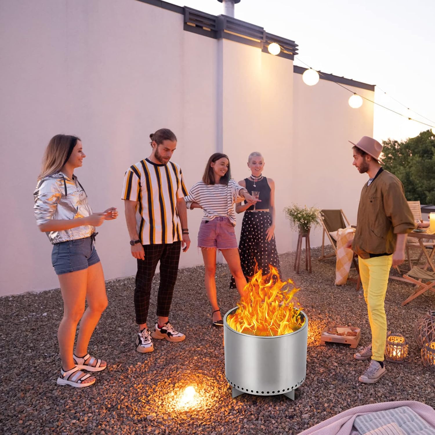 Smokeless Fire Pit with Air Switch16.5, Wood Burning Portable Stainless Steel Outdoor Firepit with Removable Stand and Ash Pan, Ideal for Camping for Backyard Patio and Picnic, H: 11.5 in, 13.22 lbs