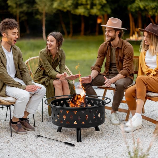 32IN Metal Fire Pit Black