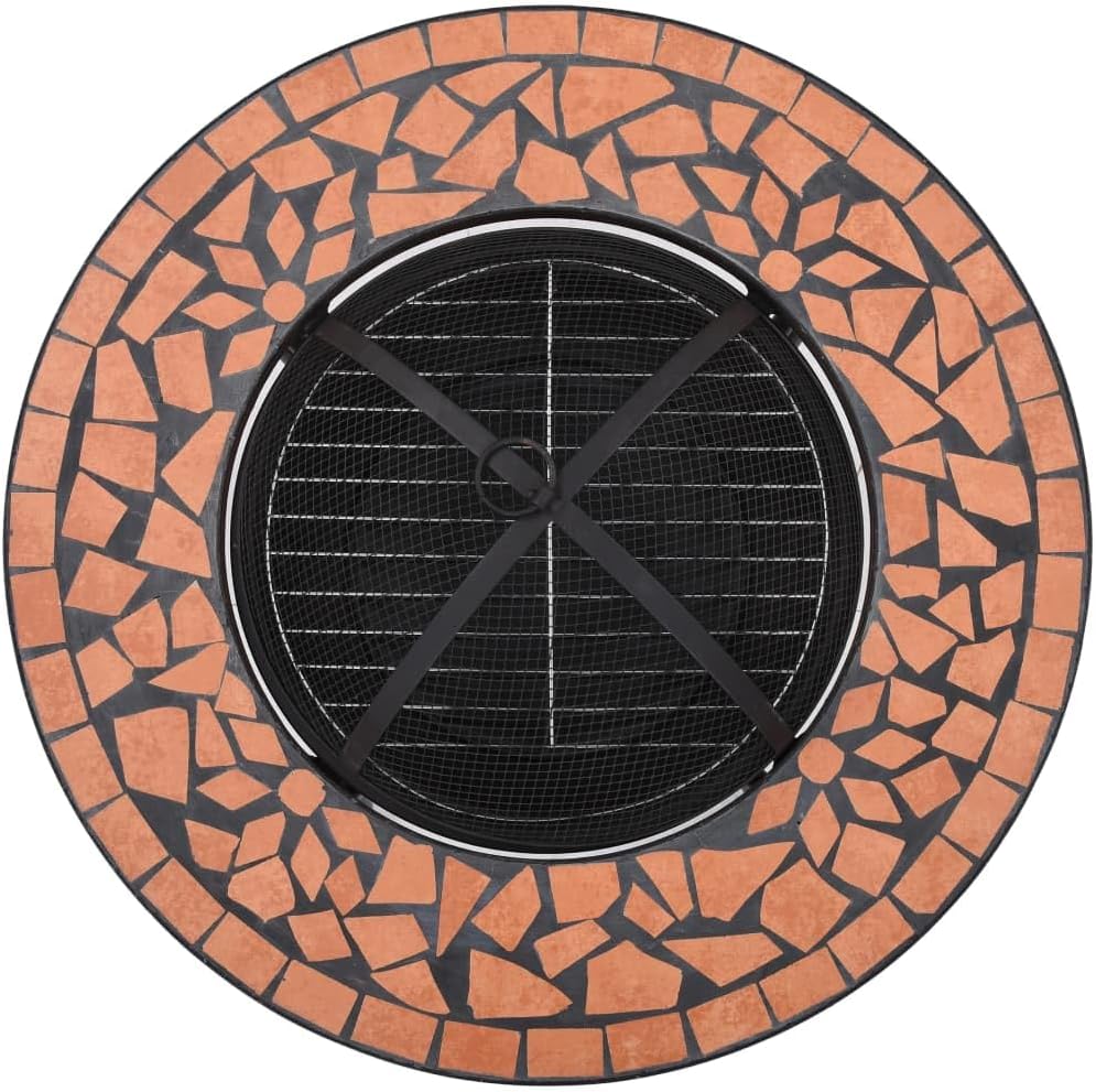 SKM Mosaic Fire Pit Table Terracotta 68 cm Ceramic (Weight-33KG)