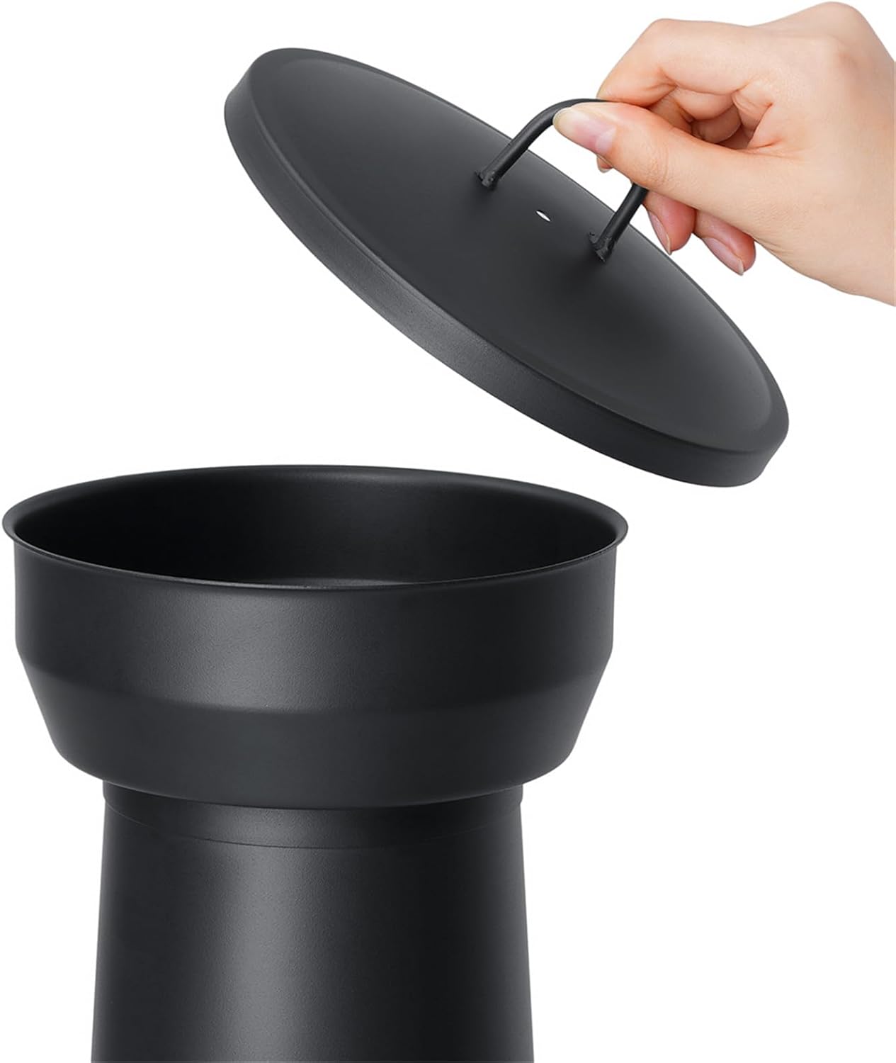 SINGLYFIRE Chiminea Fireplace Outdoor Prairie Fire Deck or Patio Backyard Wooden Fire Pit with Chiminea Cover Rust-Free Iron Black