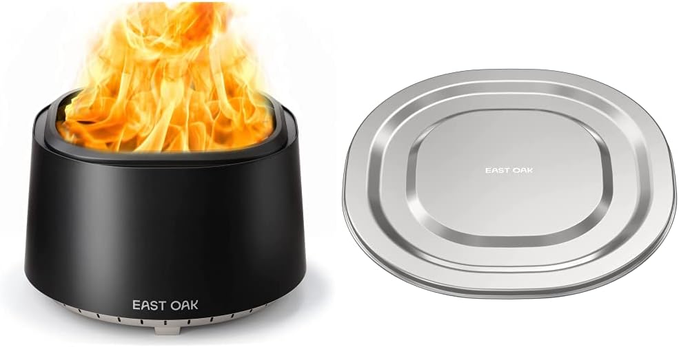 EAST OAK 29'' Stainless Steel Fire Pit and Lid Set for Backyard and Patio