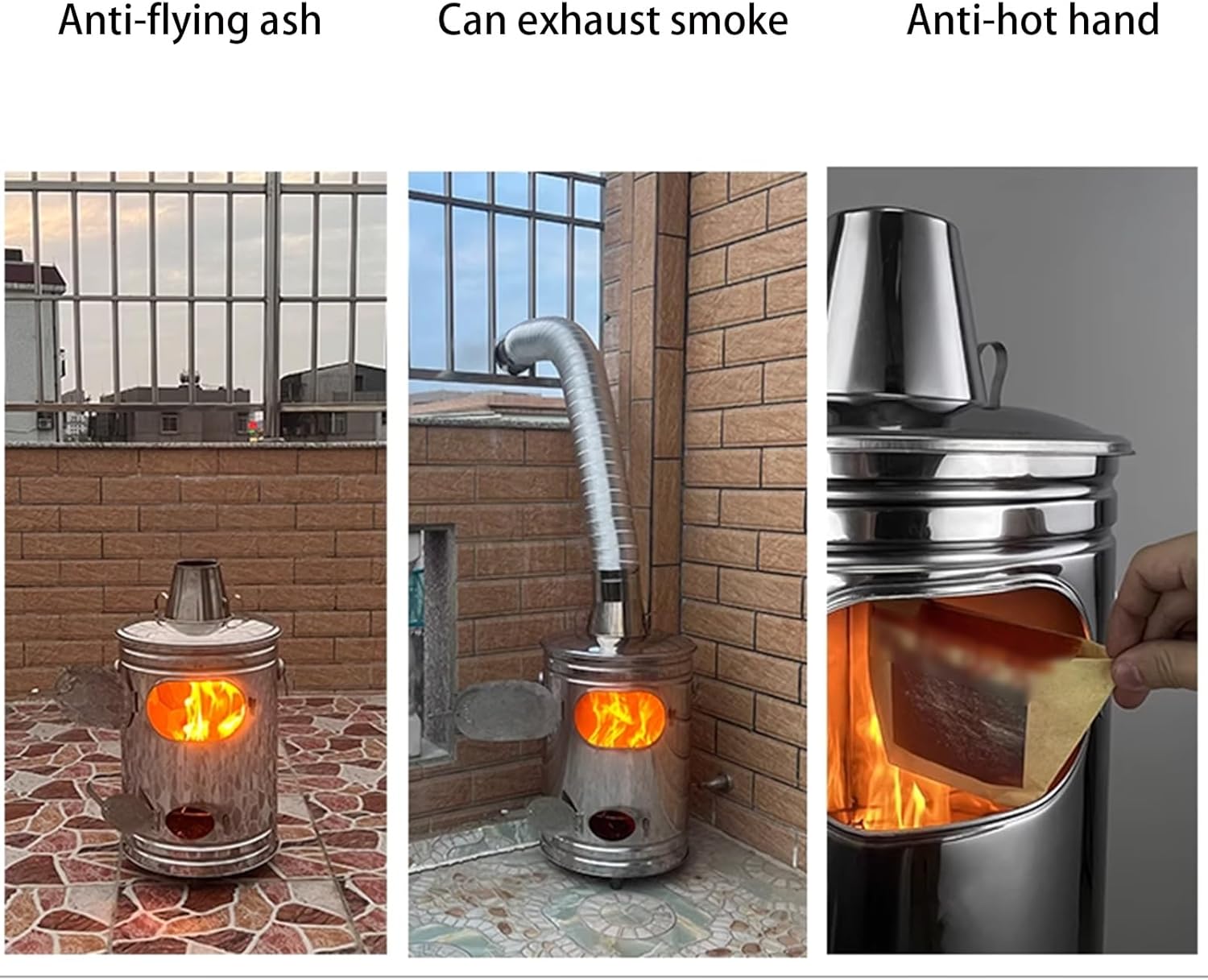 LXURY Metal Burning Barrels for Yard Garden, Stainless Steel, Patio, Lawn & Garden, Outdoor Heating & Cooling, Fire Pits, Silver, Wood, Coal