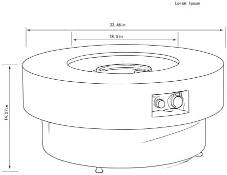 34-inch Round Propane fire Pit Table, 50,000BTU Outdoor firepit Table for Outside Patio w/Round Burner Lid, Glass Rocks, Cover