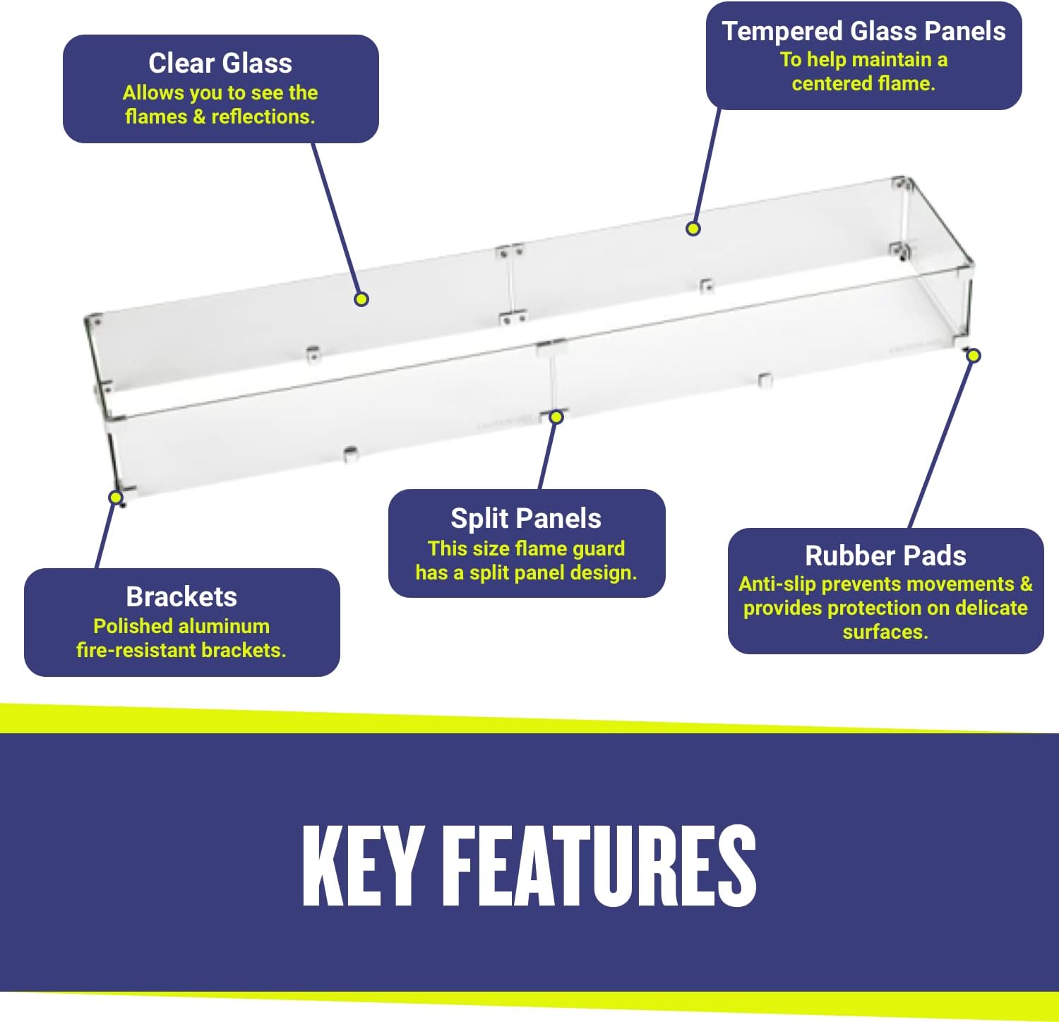 American Fireglass Tempered Glass Flame Guard for 48