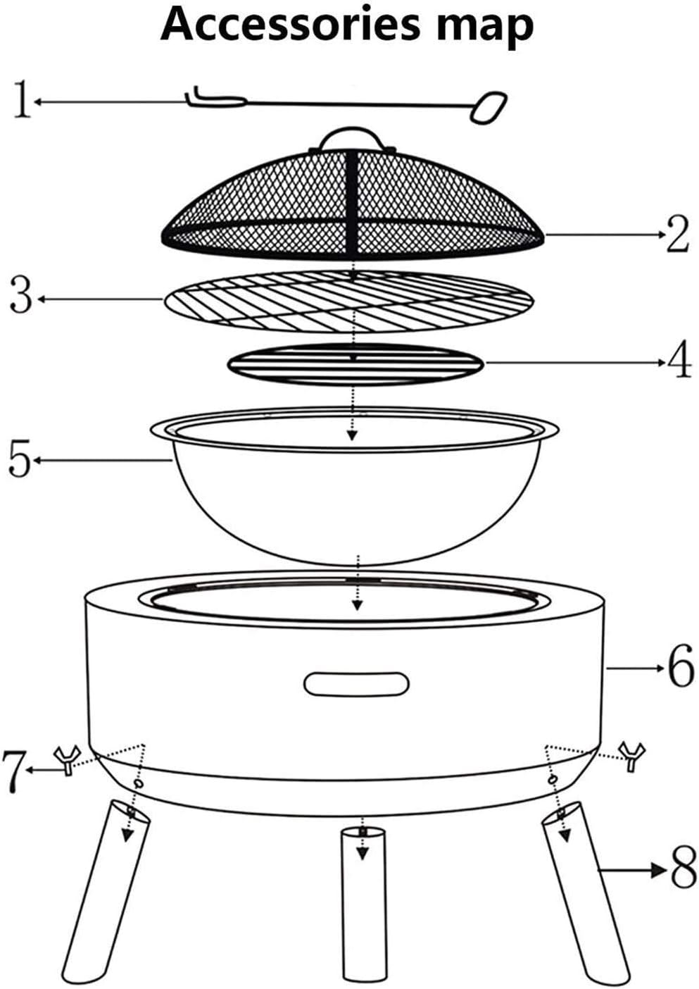 Outdoor Fire Pit Outdoor Fire Pits Fire Bowl, Magnesia Barbecue Grill, Used for Outdoor Garden Fire Pit Heating/Barbecuing, Garden Terrace