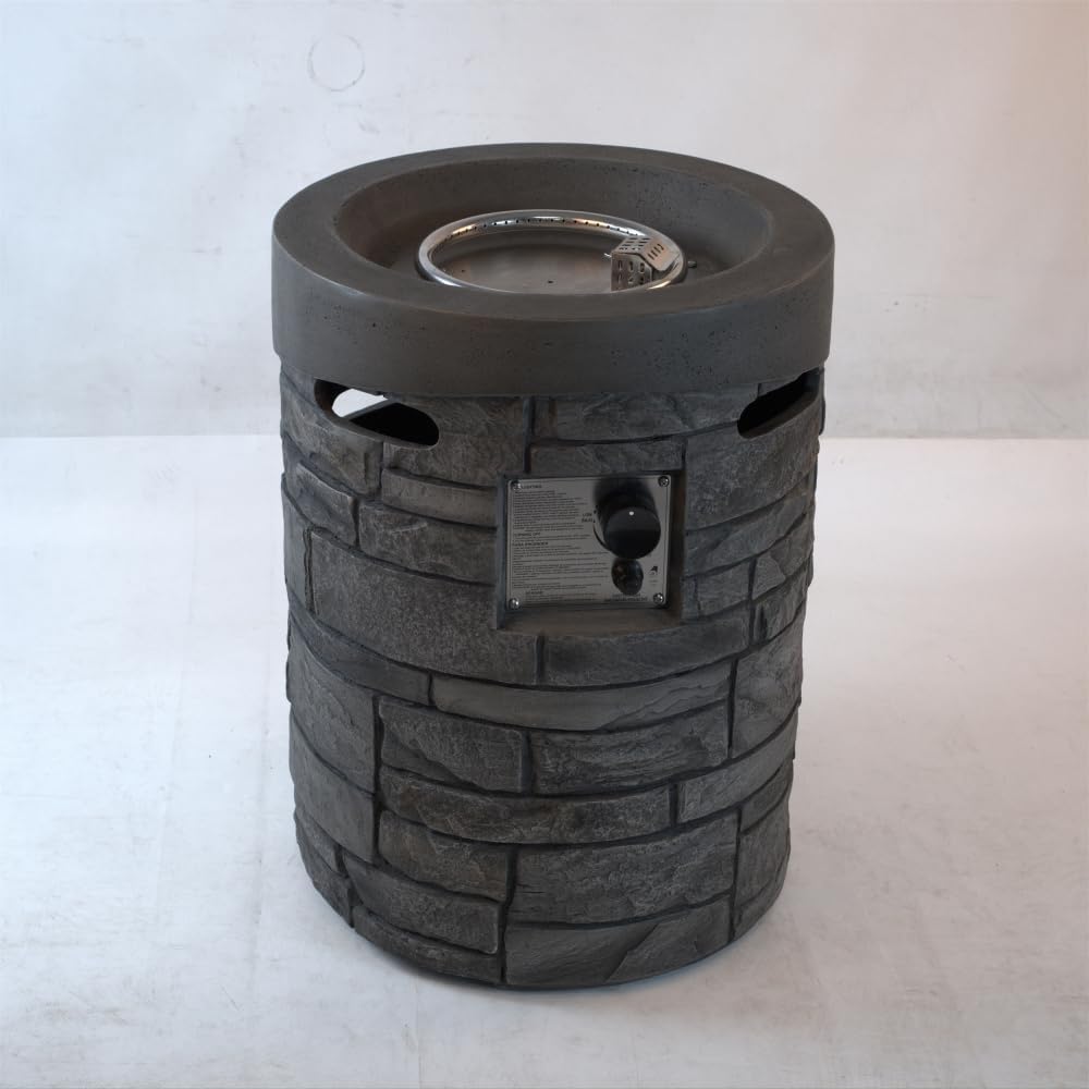20 Inch Round Outdoor Gas Fire Pit with 32000 BTU Output, Lava Stones & Weather Cover, Magnesium Oxide Finish for Patio or Backyard