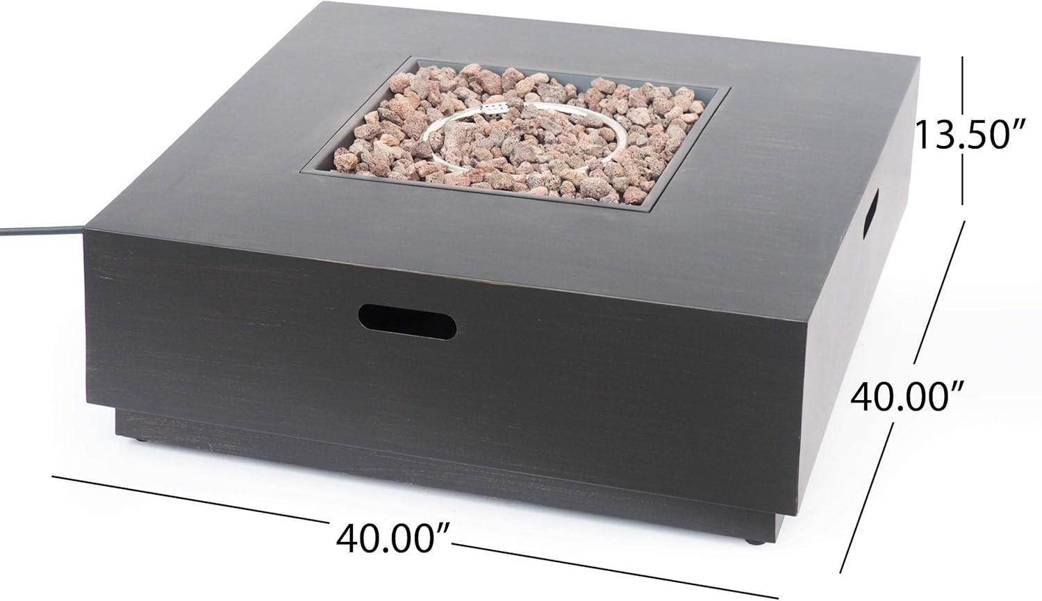 Outdoor 40-inch Square Fire Pit with Tank Holder 40.00