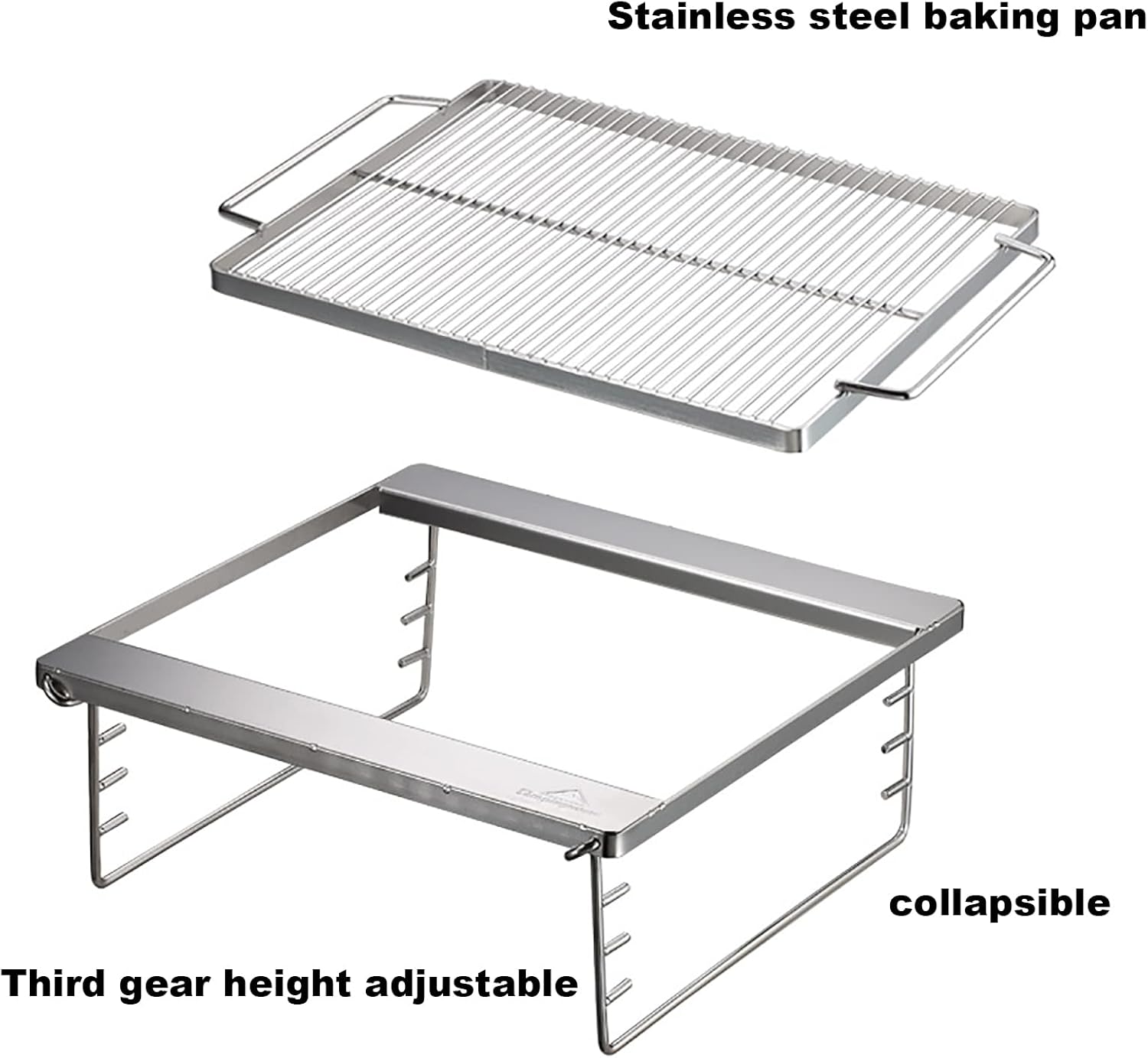 JOSBY Outdoor Fire Pits, Foldable BBQ Stainless Steel Grill with Carrying Bag, Liftable, Portable Campfire Pit for Camping Picnic Patio Travel Backyard Garden
