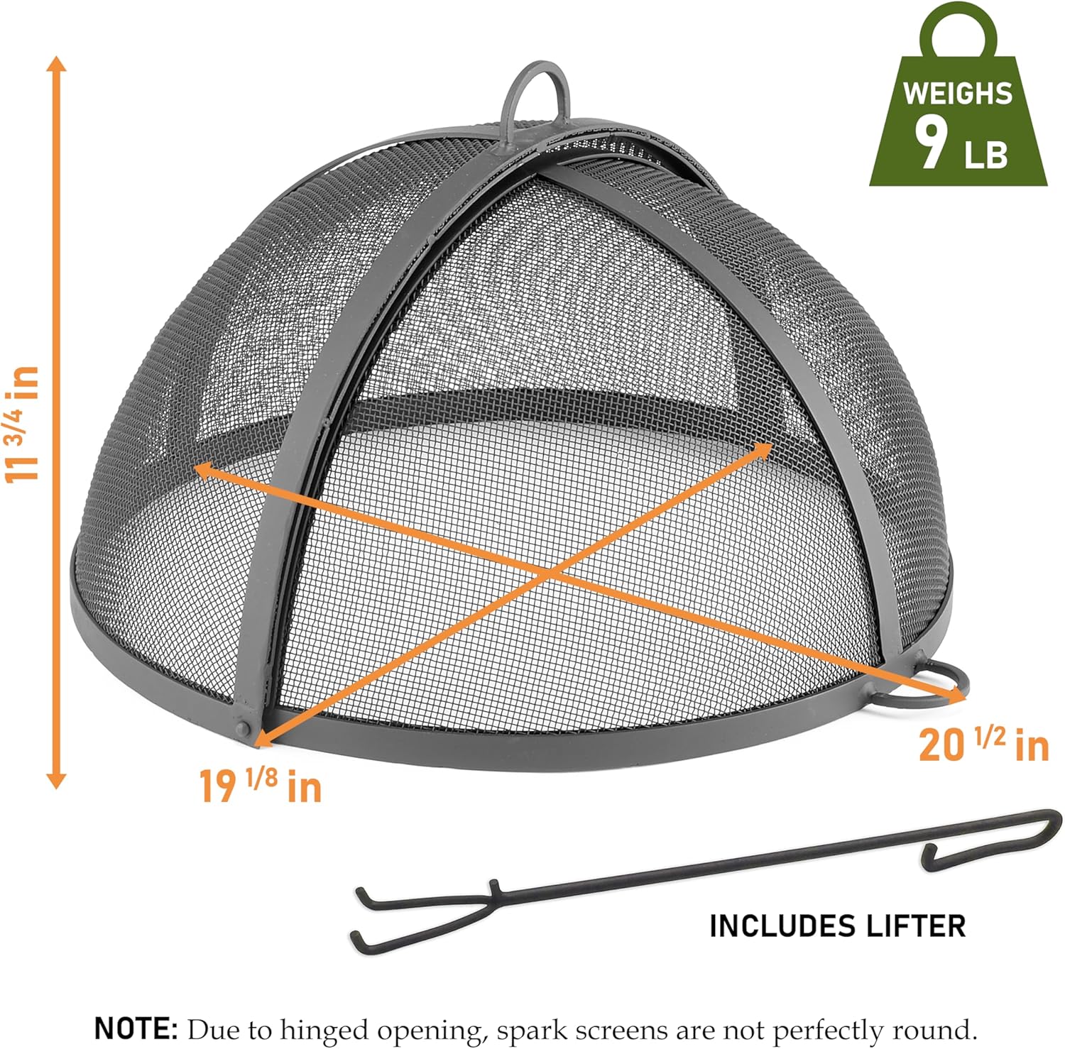 Good Directions 773 Heavy Duty Fire Pit Spark Screen Hinged for Easy Access, 19 Inch, Black