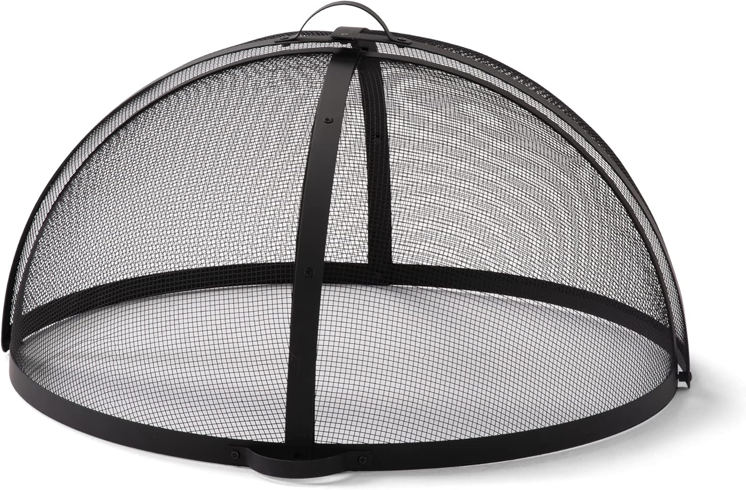 SUNCREAT Outdoor Fire Pit Spark Screen Cover Accessory, Patio Round Easy-Opening Fire Mesh Screen Guard, Heavy Duty Steel Fire Pit Ember Lid with Hinge, 40 Inch