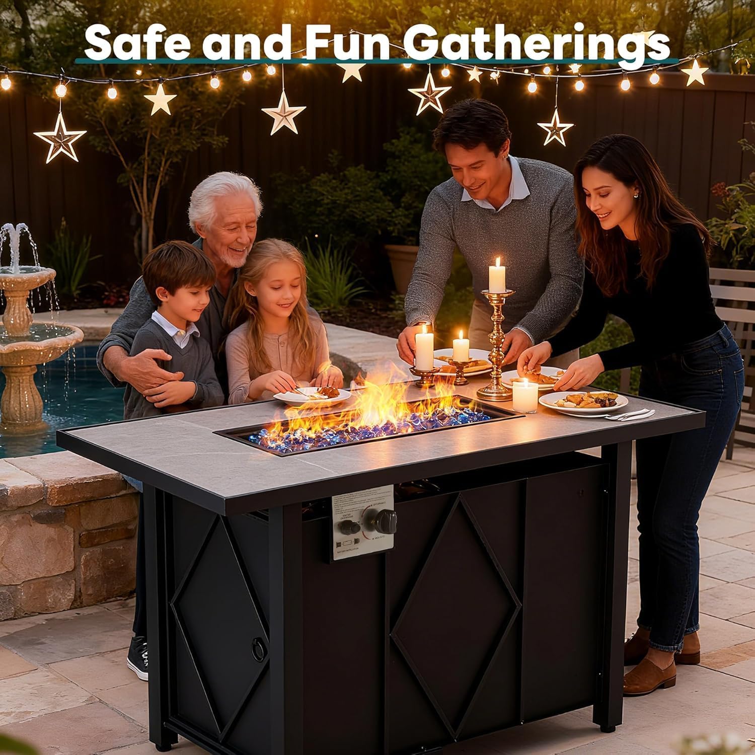 Smug 43 Inch Propane Fire Pit Table, 50,000 BTU Outdoor Gas Fire Pit for Outside Patio Deck Garden Backyard Deck Balcony, CSA Certification