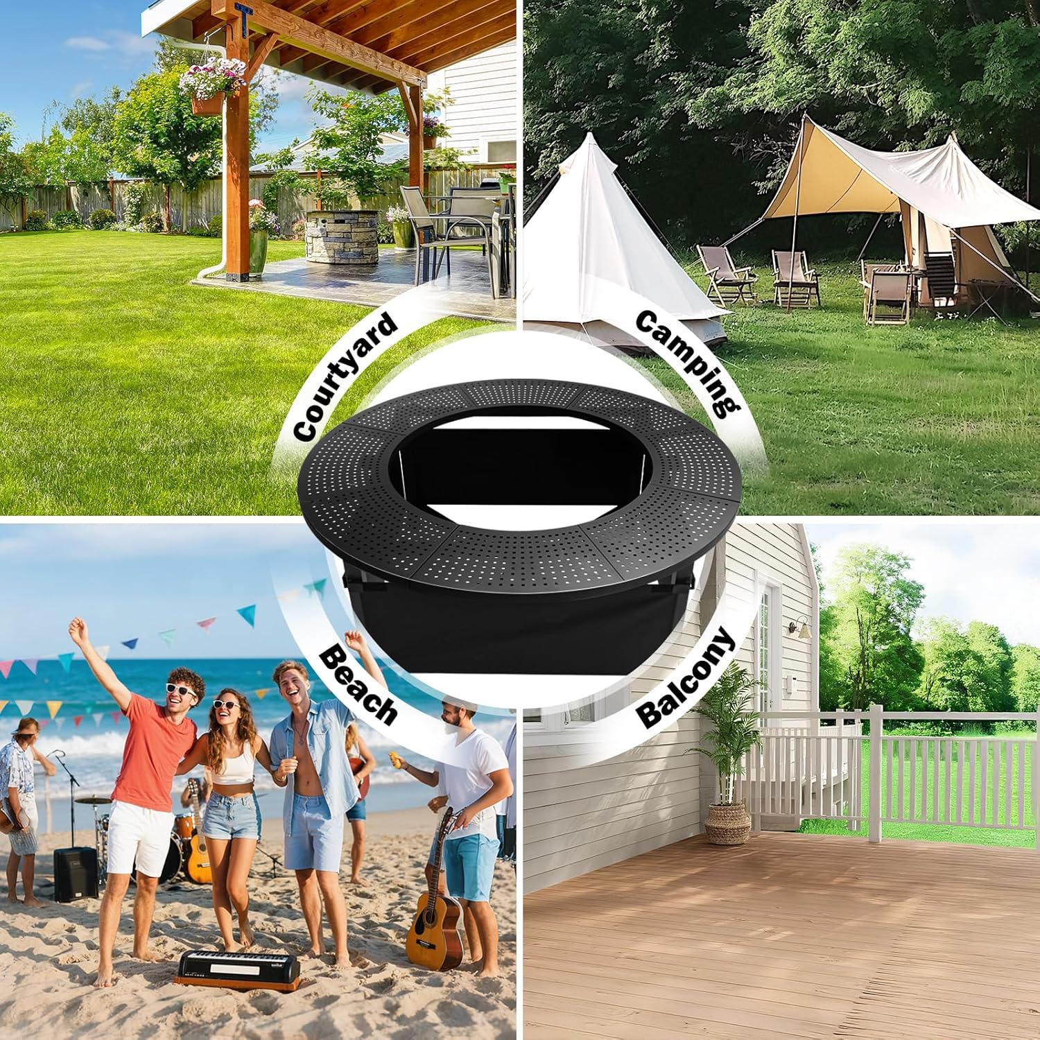 47.8 Inch Fire Pit Surround Tabletop forSolo Stove Yukon 2.0,Powder-Coated Steel Table Top with 30.2 Inch Inner Diameter,Outdoor Fire Pit Accessory for Wood Burning