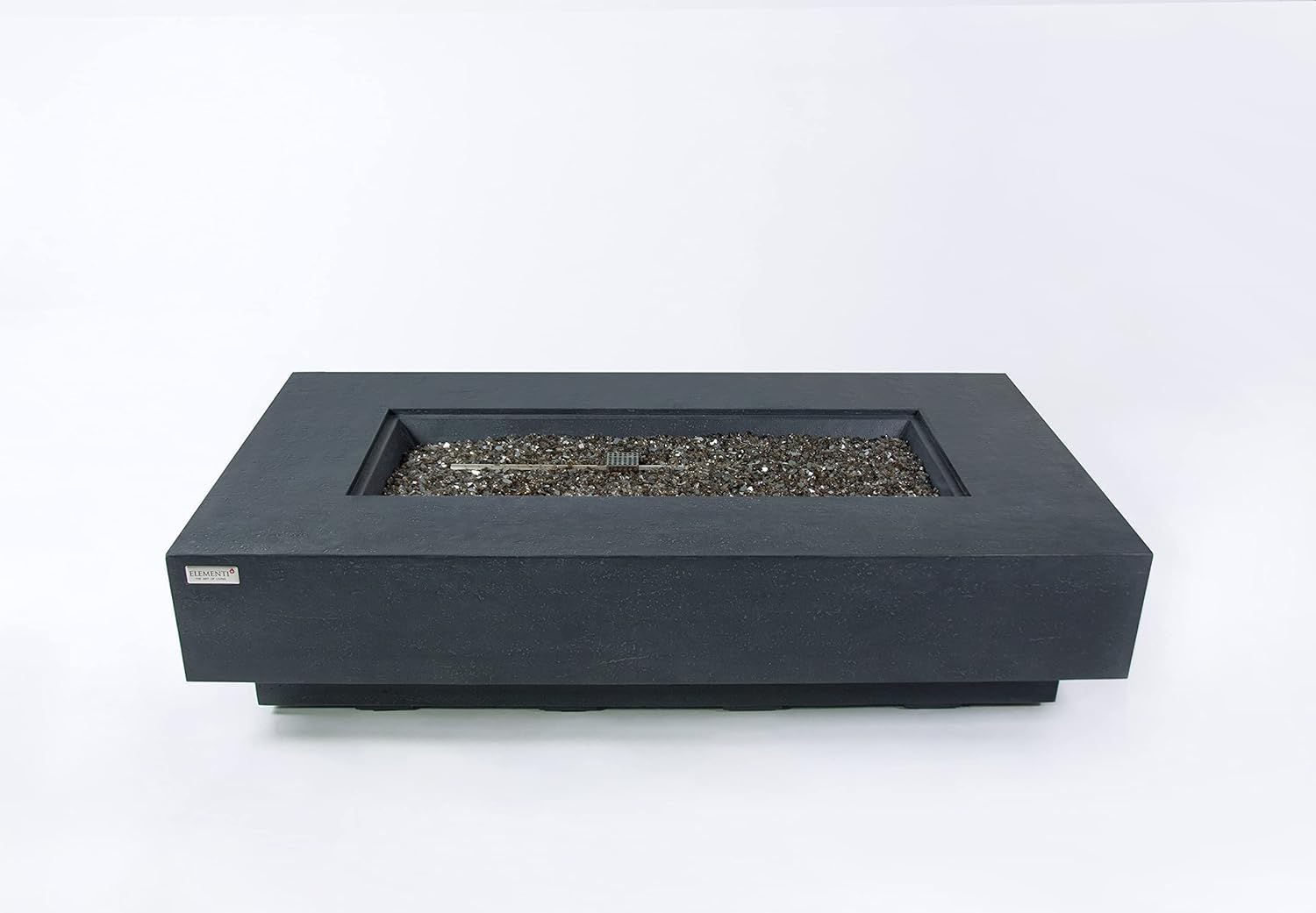 AMS Fireplace | Elementi Plus | Positano | Rectangular Dark Gray Concrete Natural Gas Fire Table Pit (Natural Gas)
