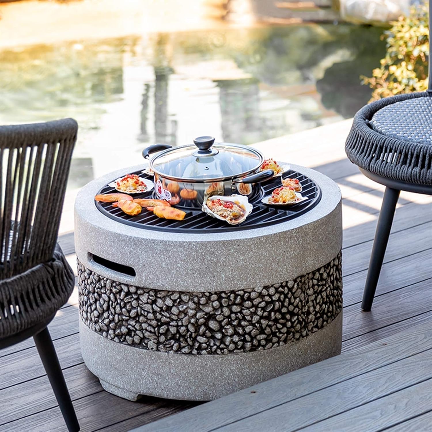 Fire Pits Outdoor Garden BBQ Grill Kit, Backyard Patio Garden Fireplace Camping Outdoor Heating, Campfire Picnic Cooking Fire Pit, 55.5cm/21.9