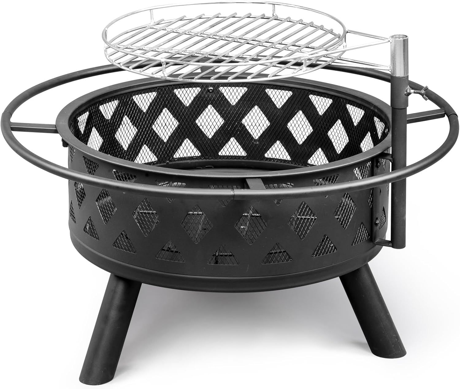 Black Alloy Steel Fire Pit for Outside, 30