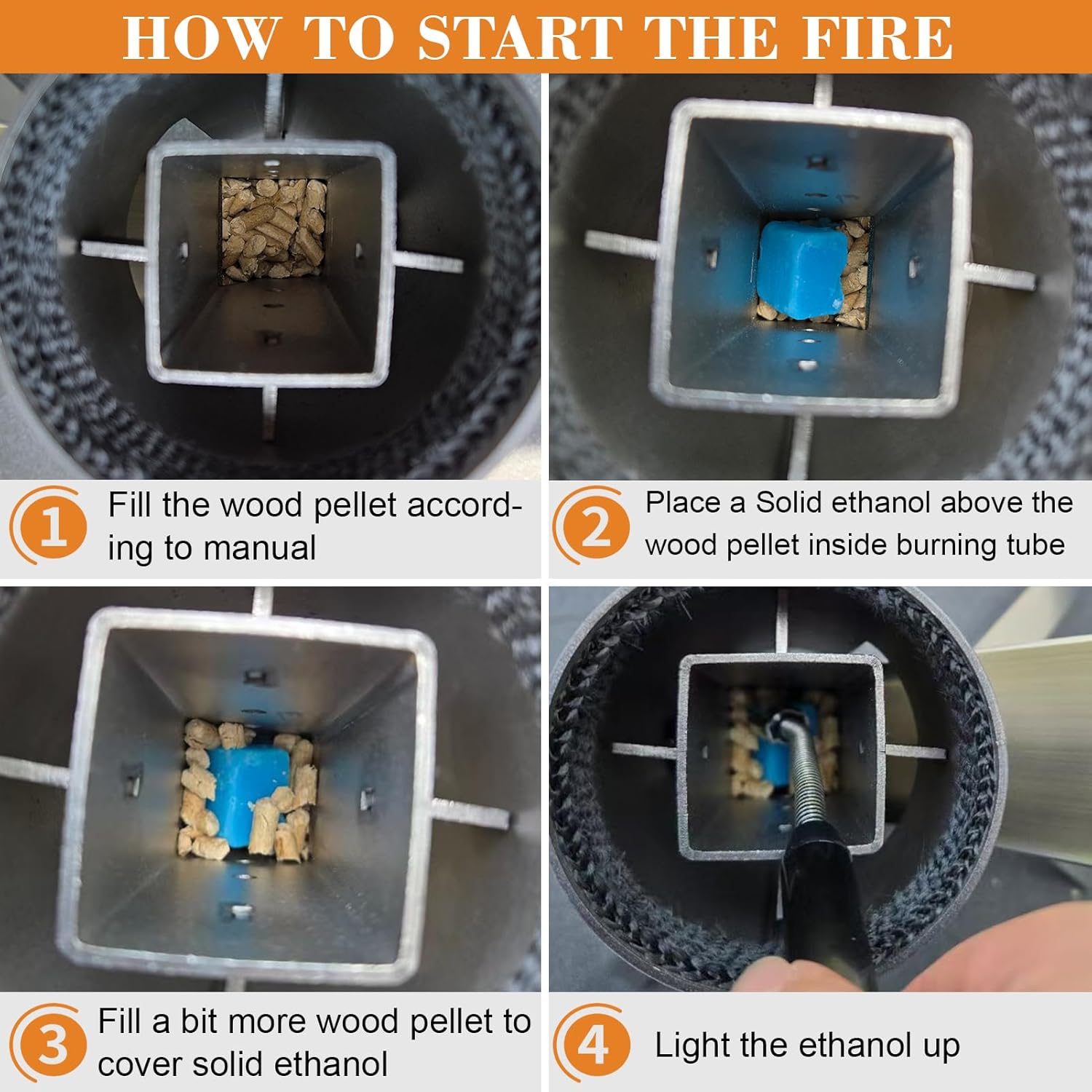 CHARMELEON Wood Pellet Fire Pits for Outside – Portable Wood Pellet Heater – Painted Stainless Steel Outdoor Fire Pit for Backyard – Patio Rocket Stove – Matte Black - M