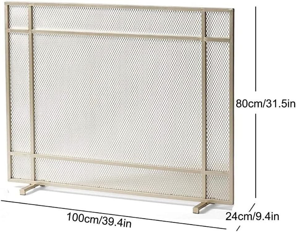Mesh Fireplace Screen Guard, Freestanding Spark Guard for Open Fireplaces, Stoves & Grills - Stylish 100cm x 24cm x 80cm Safety Panel for Home Décor