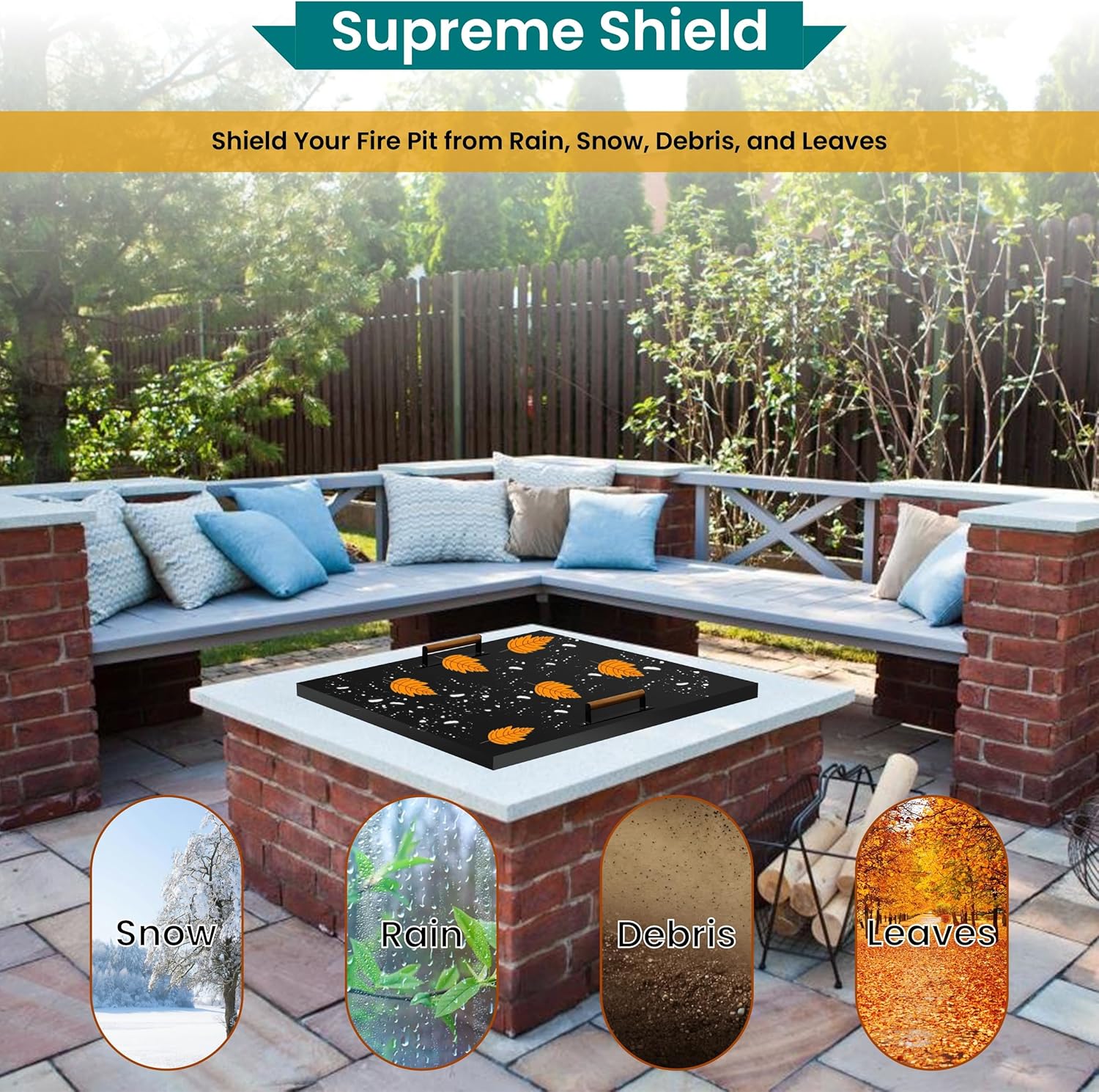 FEBTECH- fire Pit Insert Square lid - 42 x 42 Inch - Linear Drop-in Burner Pan - firePit lid - 1.5 mm Thick Fire Pit Lid for Square Firepit Insert…